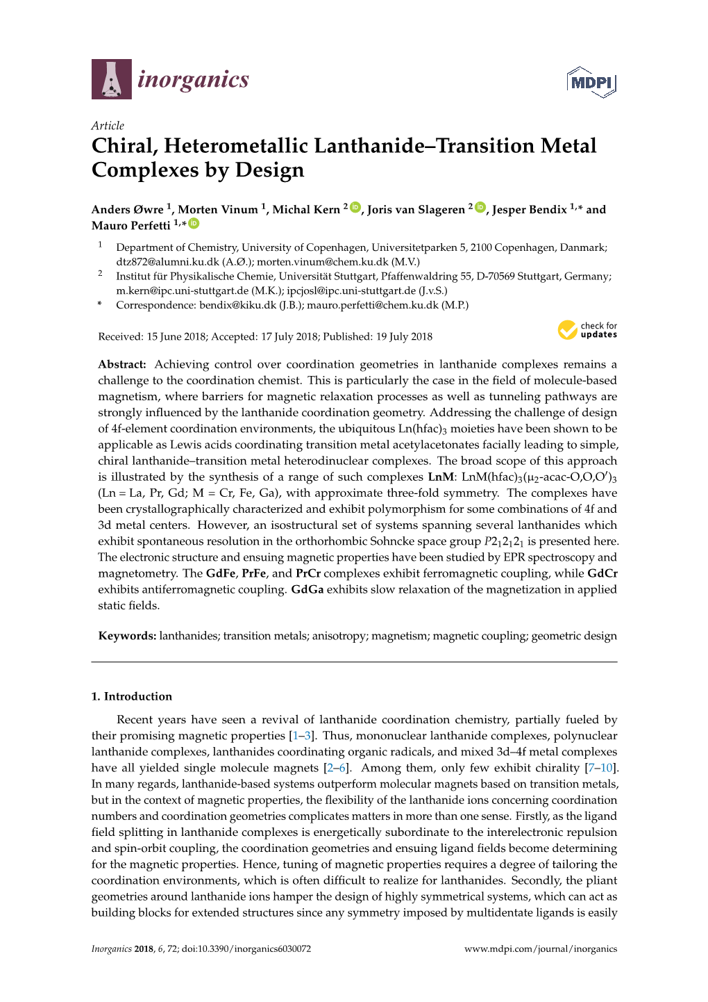 Chiral, Heterometallic Lanthanide–Transition Metal Complexes by Design