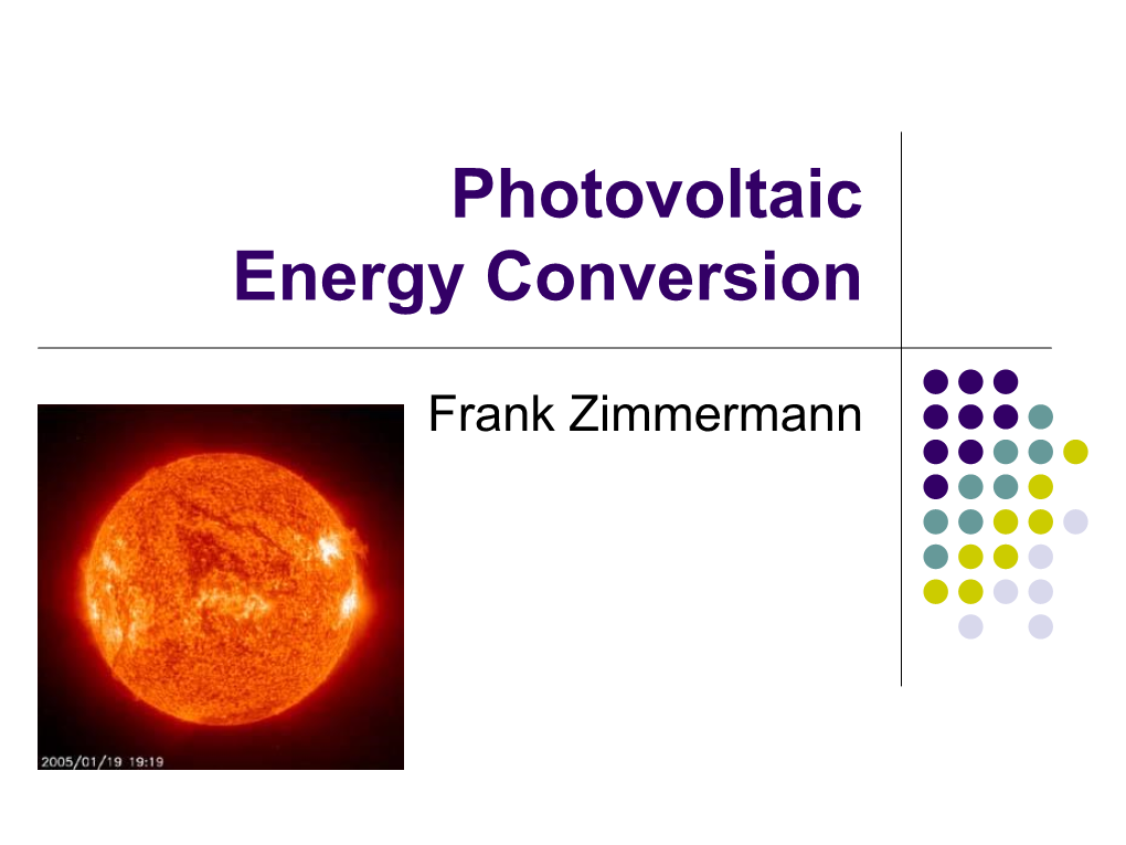 Photovoltaic Energy Conversion