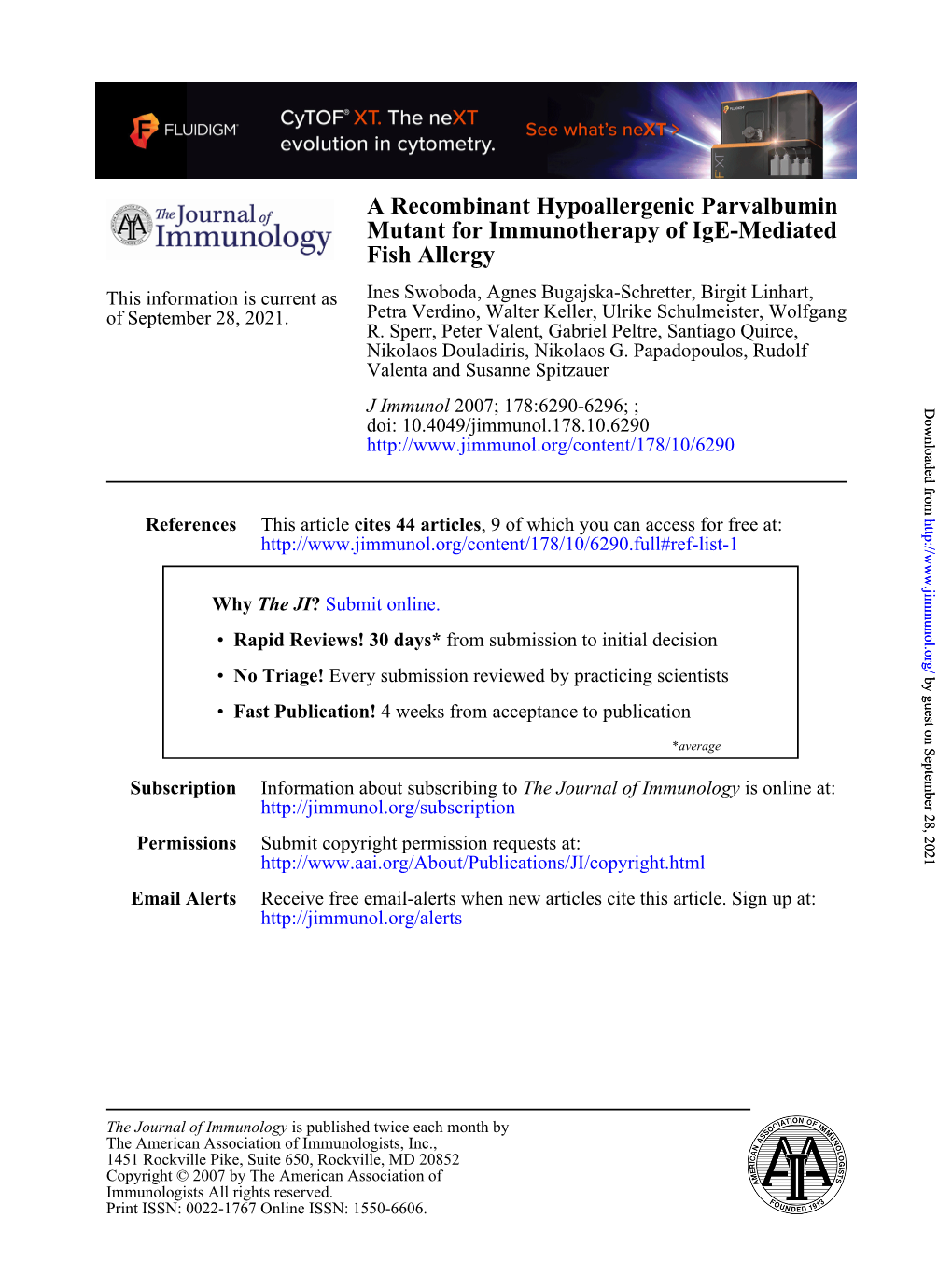 Fish Allergy Mutant for Immunotherapy of Ige-Mediated a Recombinant