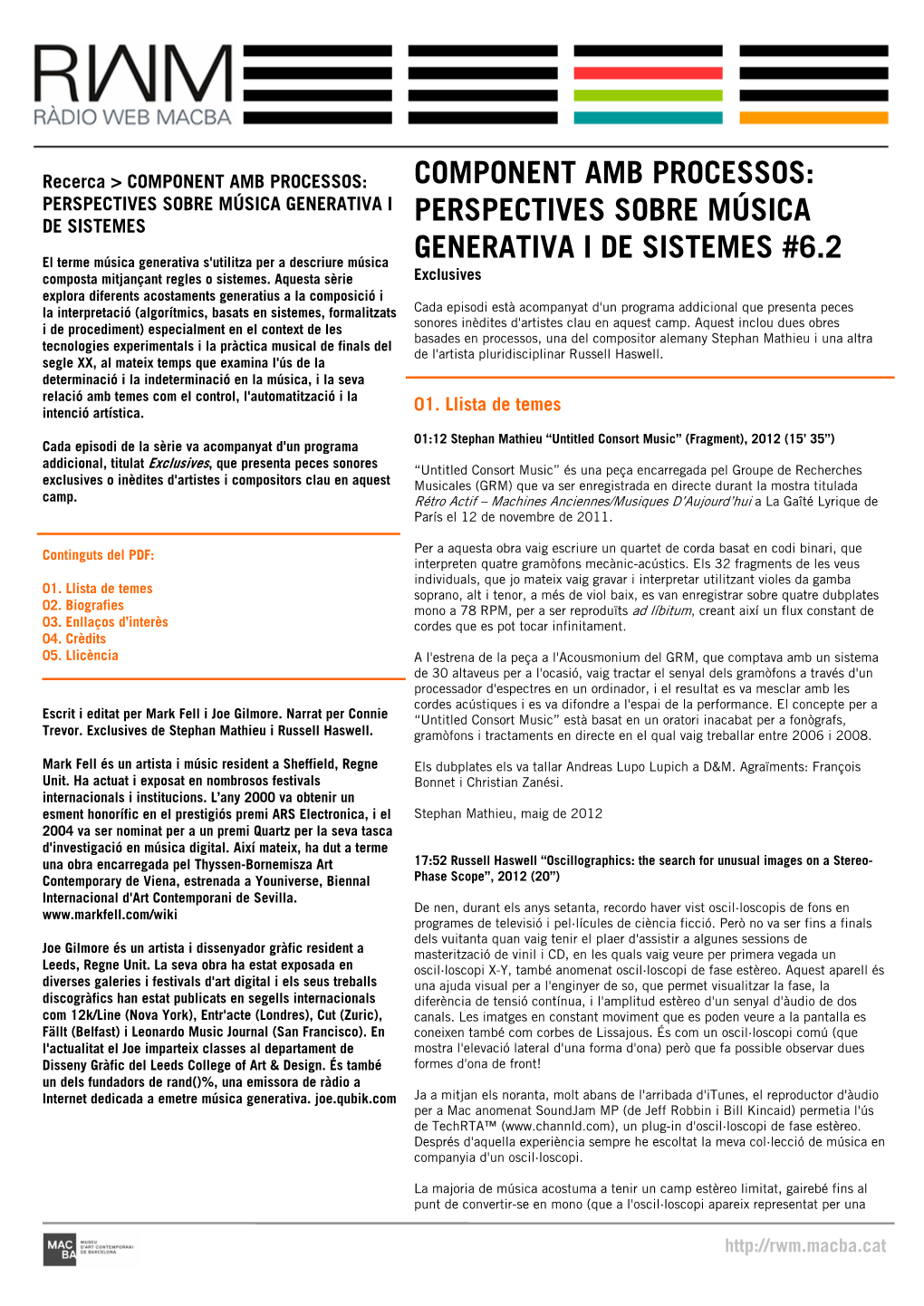 Perspectives Sobre Música Generativa I De Sistemes Perspectives Sobre Música