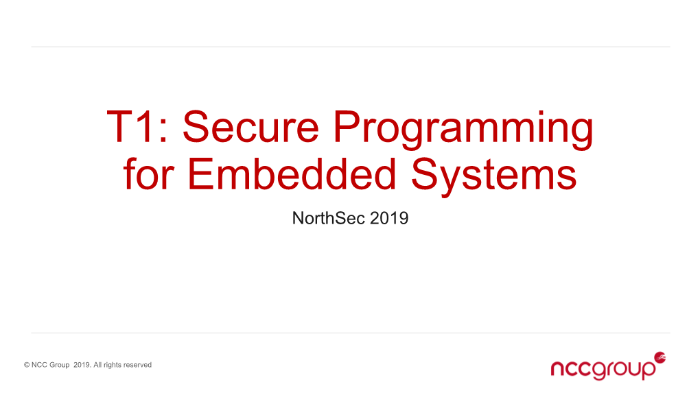 Secure Programming for Embedded Systems Northsec 2019