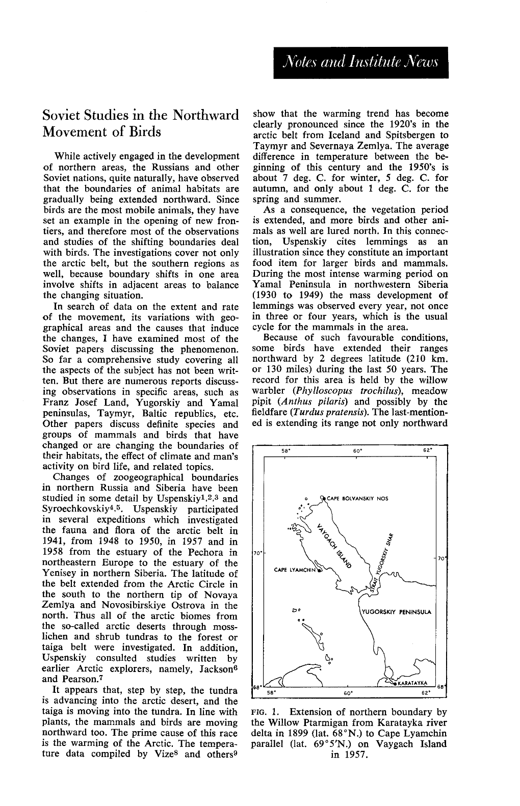 Soviet Studies in the Northward Movement of Birds