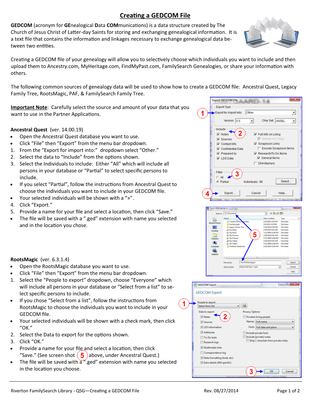 Creating a GEDCOM File