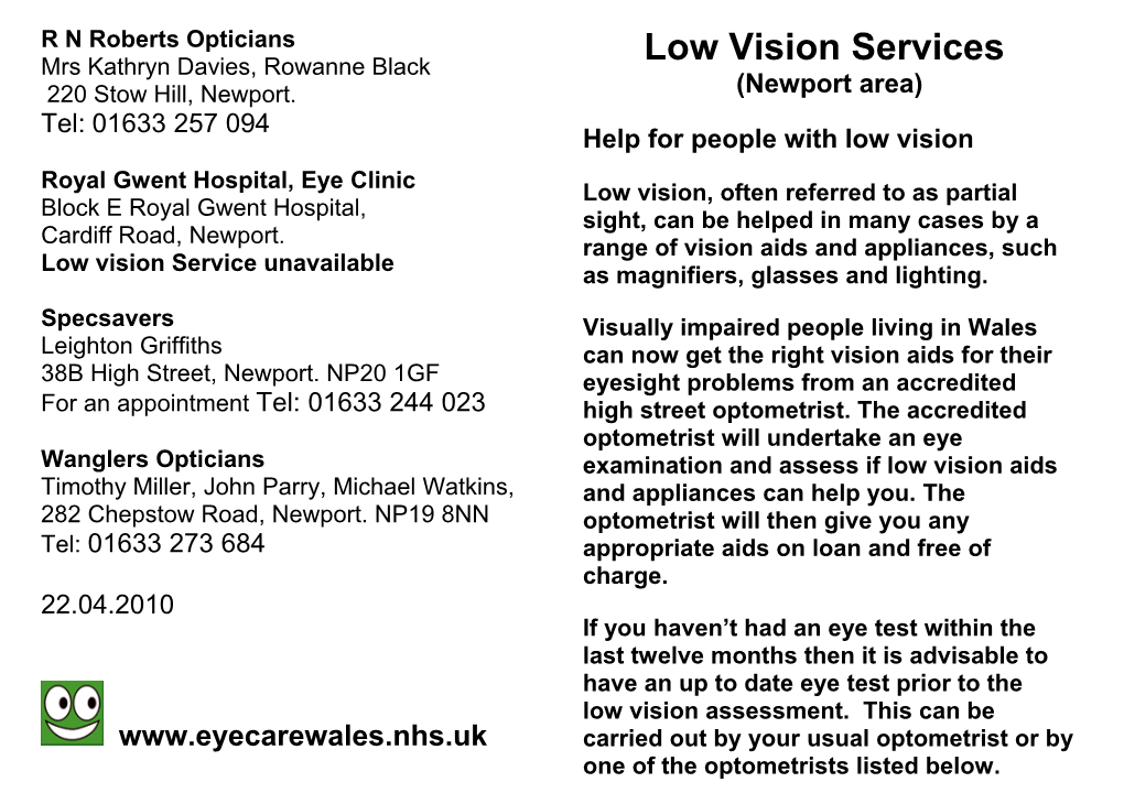 Low Vision Services Leaflet