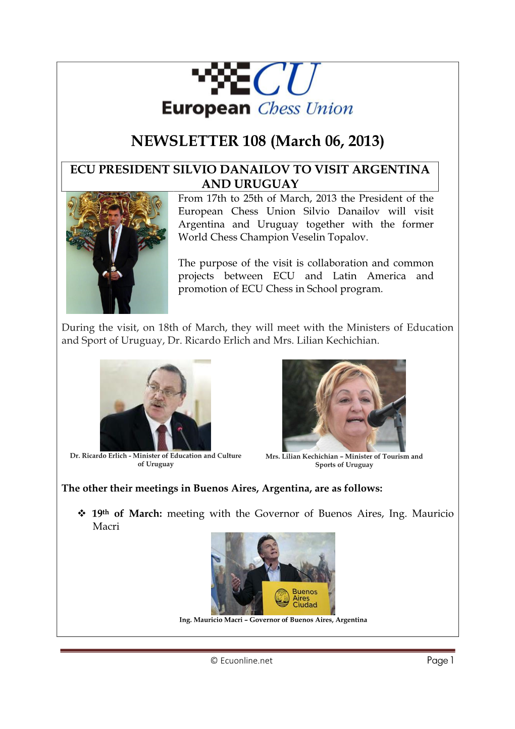 NEWSLETTER 108 (March 06, 2013)