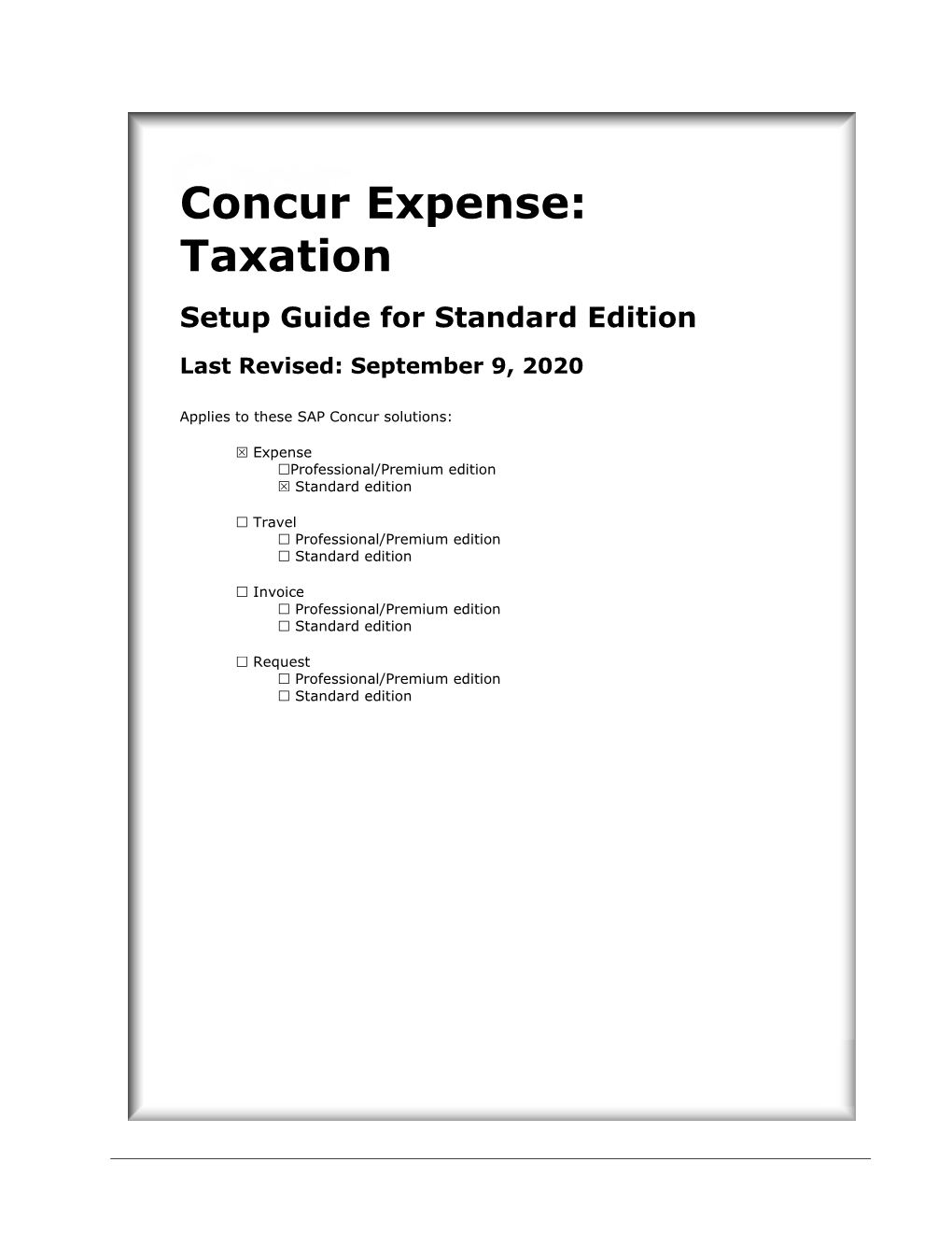 Concur Expense: Taxation Setup Guide for Standard Edition