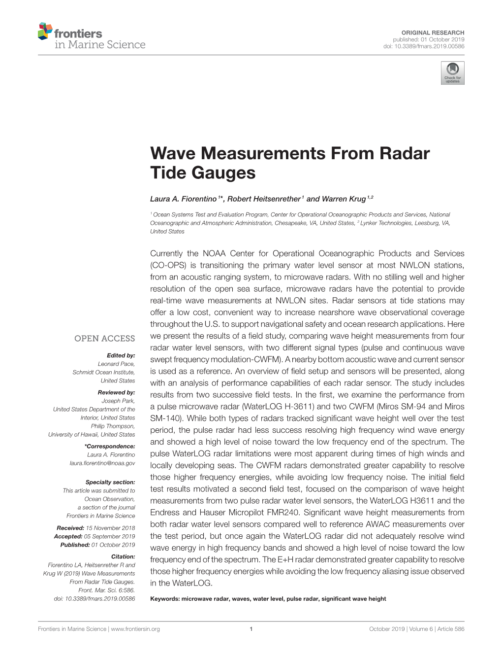 Wave Measurements from Radar Tide Gauges