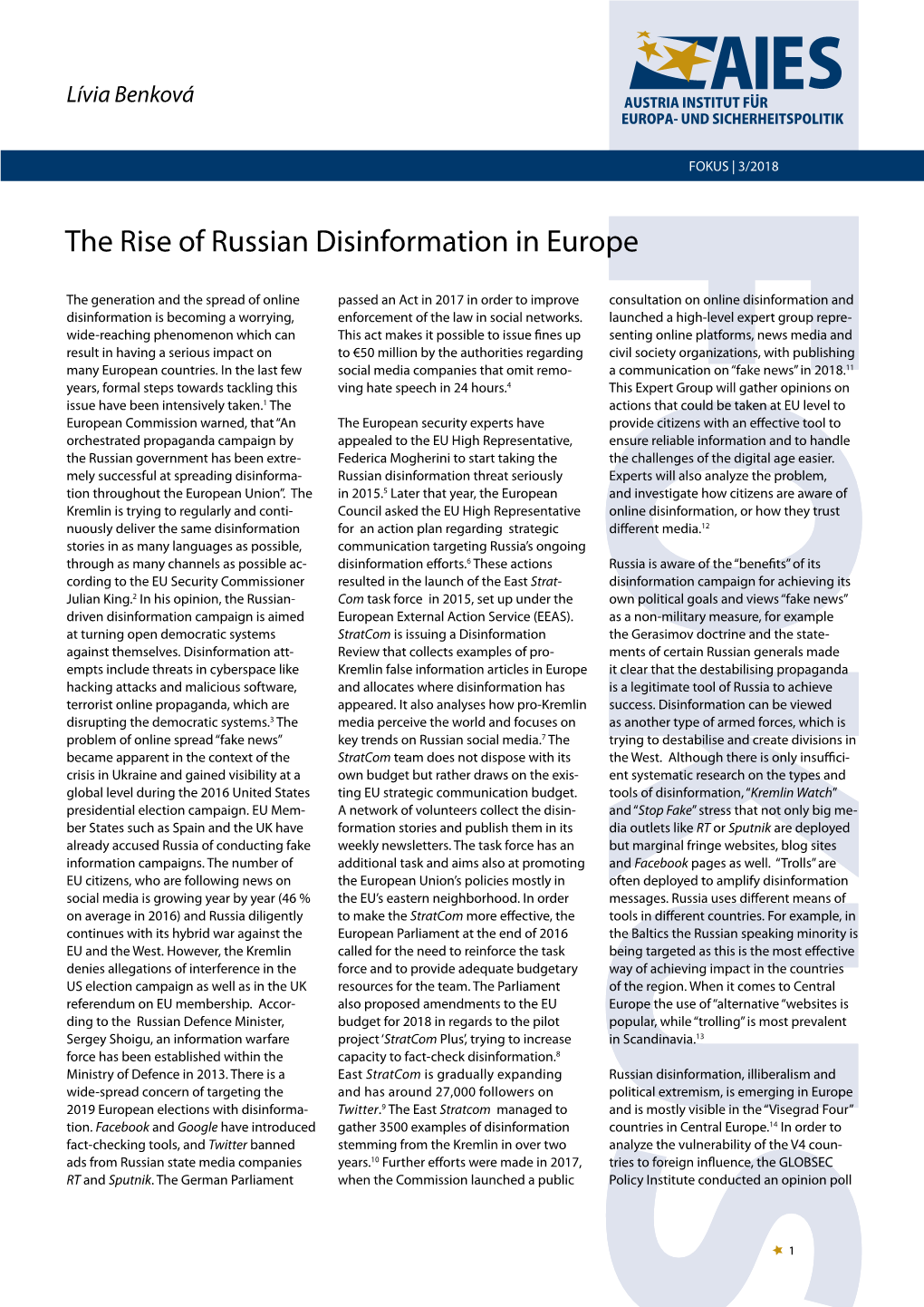 The Rise of Russian Disinformation in Europe