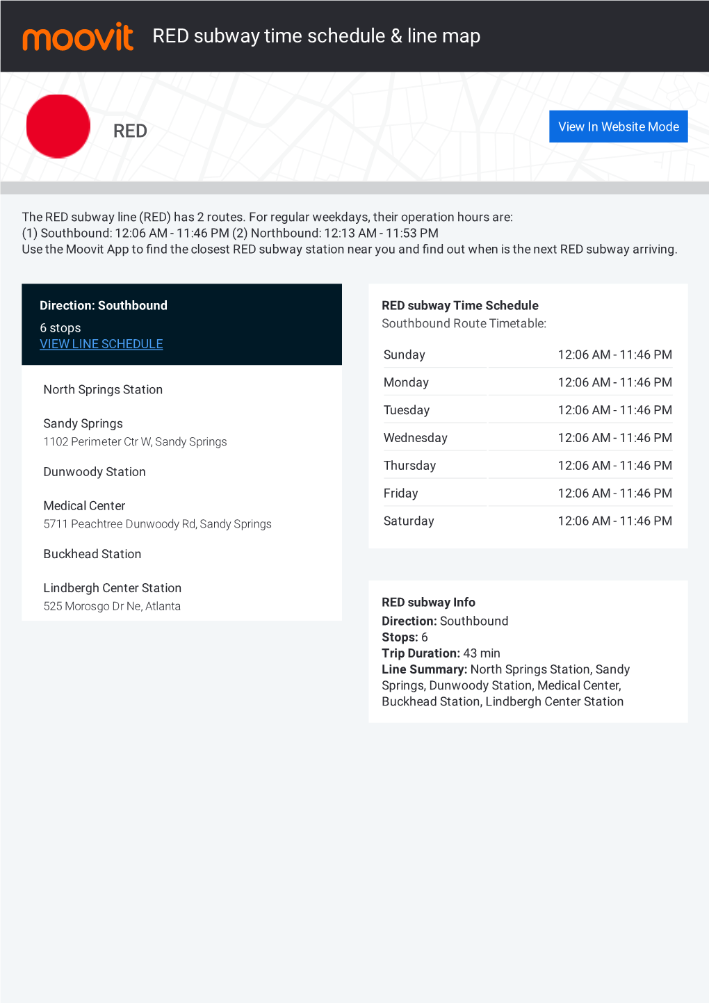 RED Subway Time Schedule & Line Route