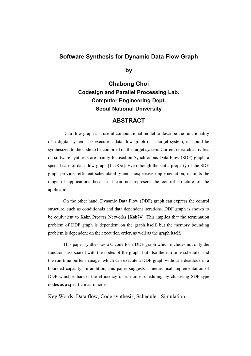 Software Synthesis for Dynamic Dataflow Graph