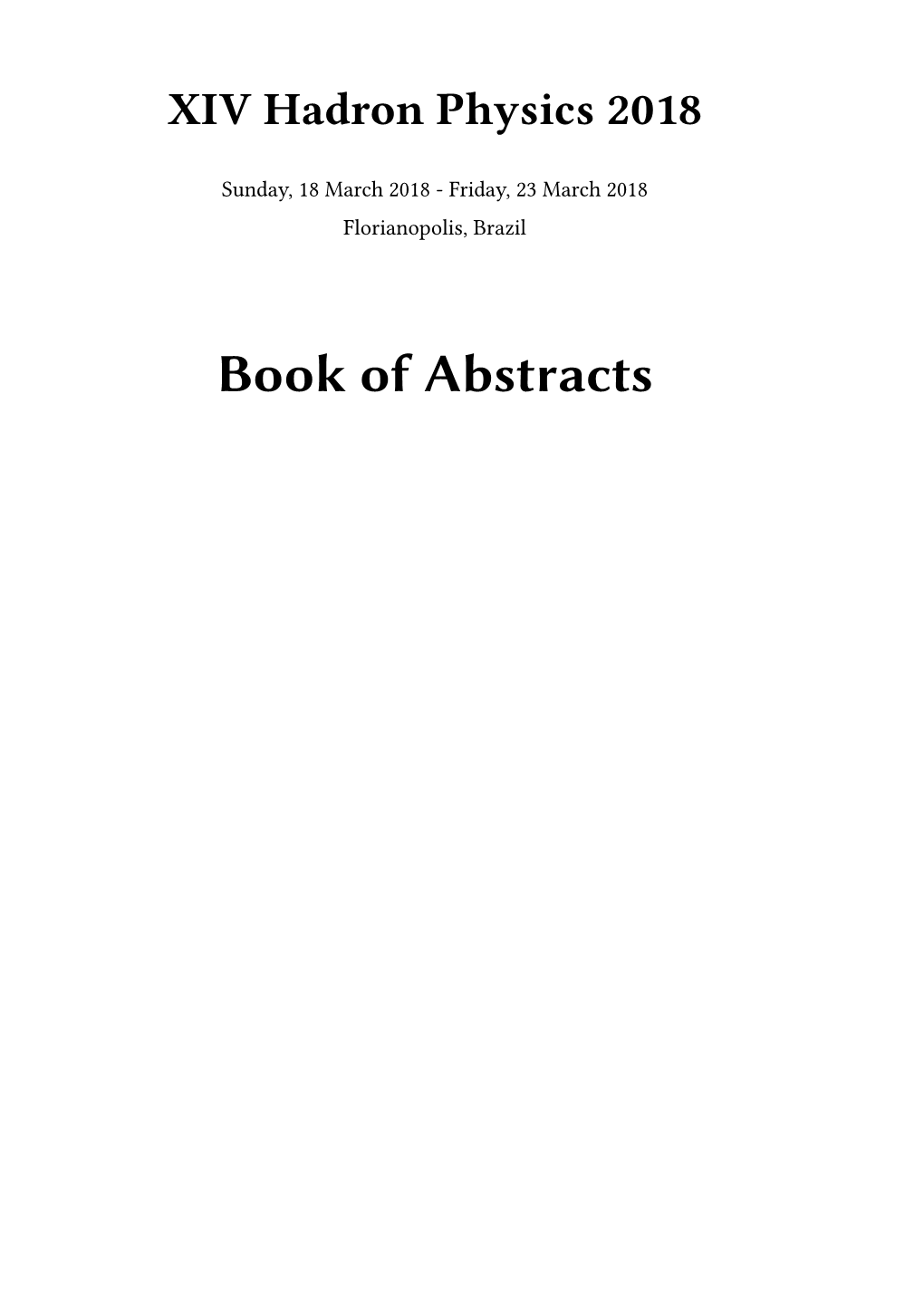 Book of Abstracts Ii Contents