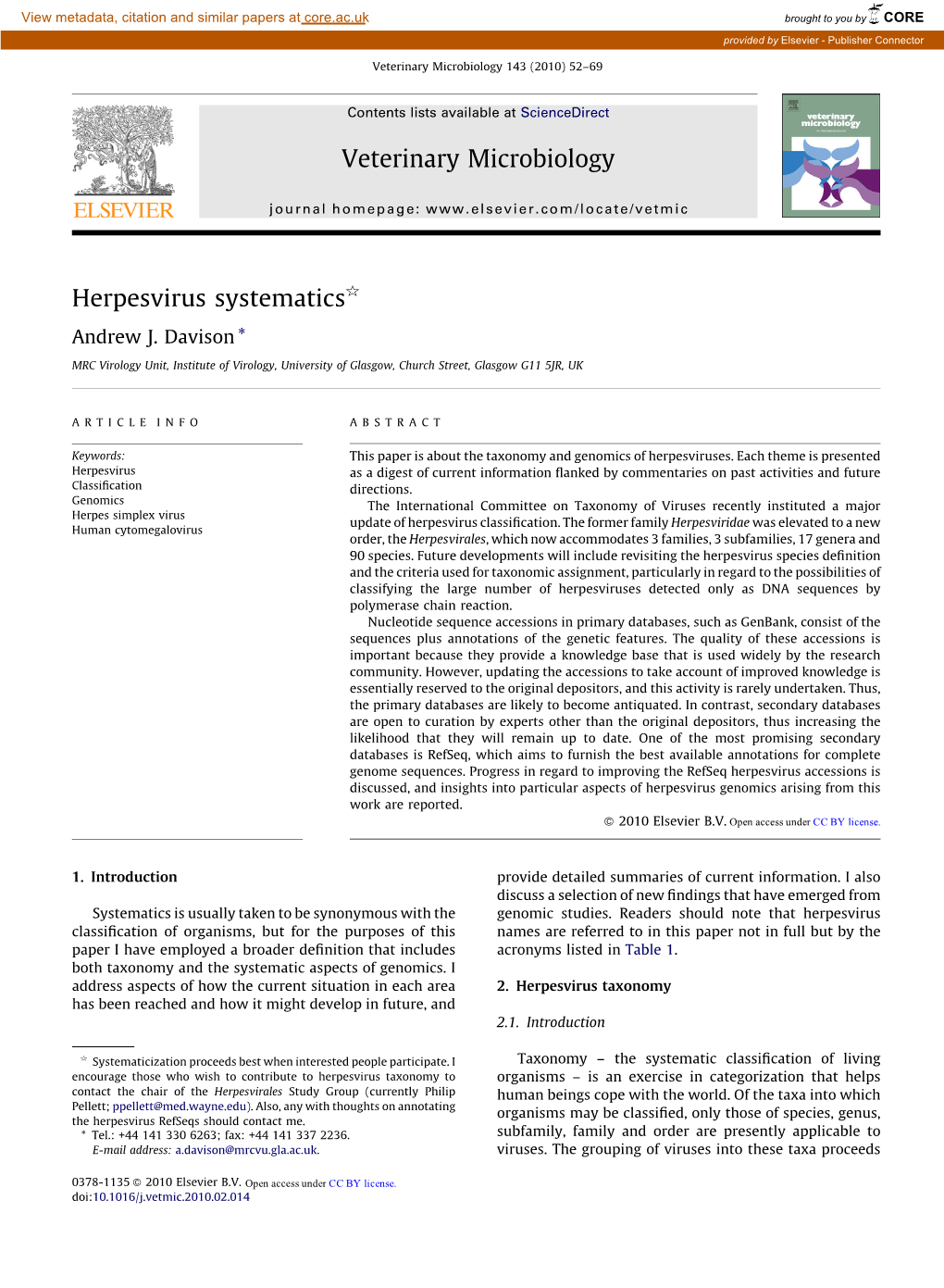 Herpesvirus Systematics§ Andrew J