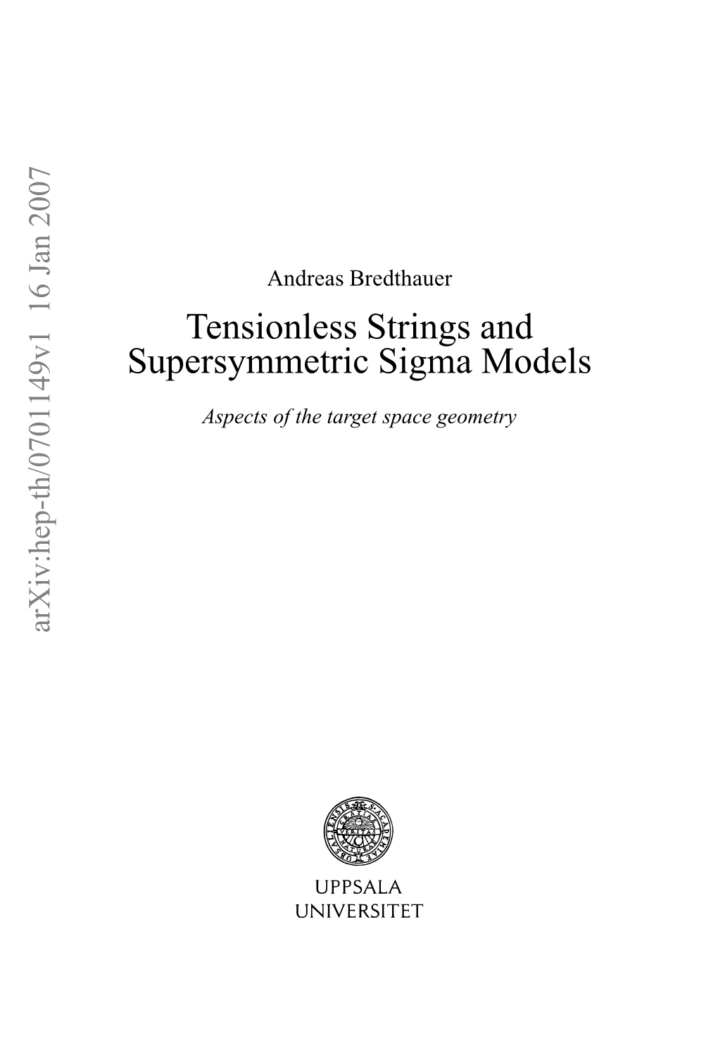 Tensionless Strings and Supersymmetric Sigma Models