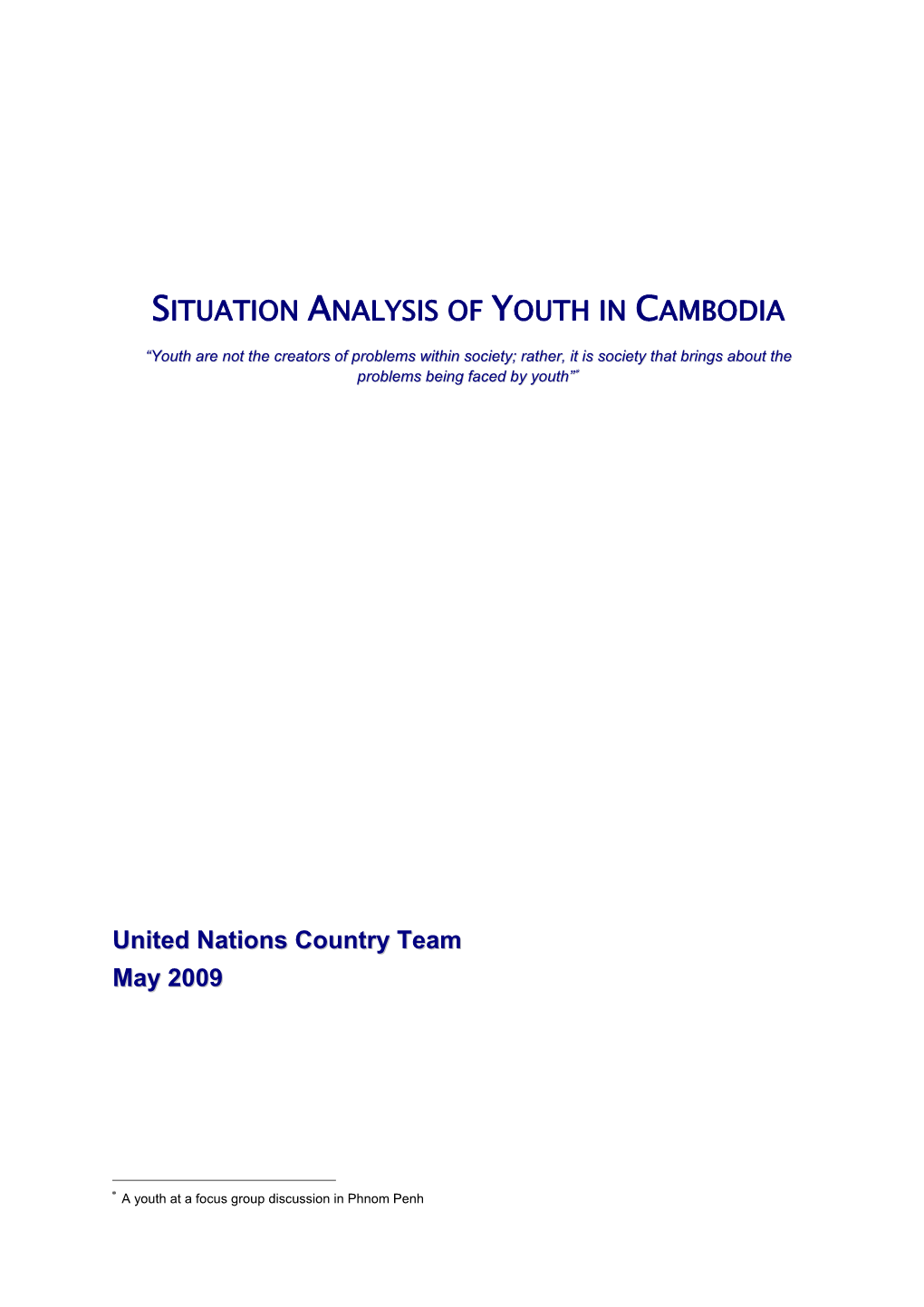 Situation Analysis of Youth in Cambodia