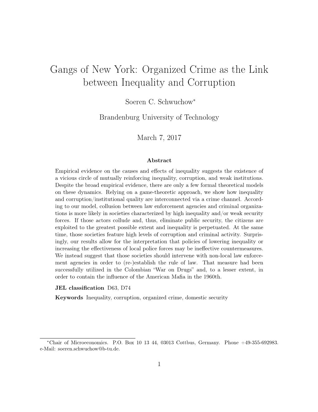 Organized Crime As the Link Between Inequality and Corruption