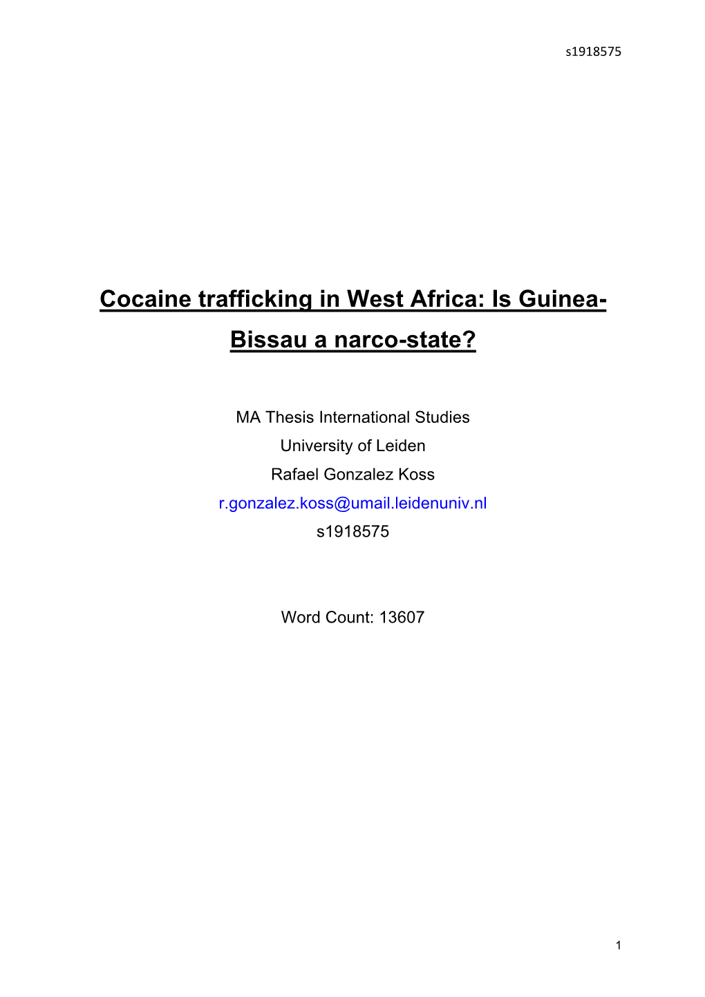 Is Guinea- Bissau a Narco-State?