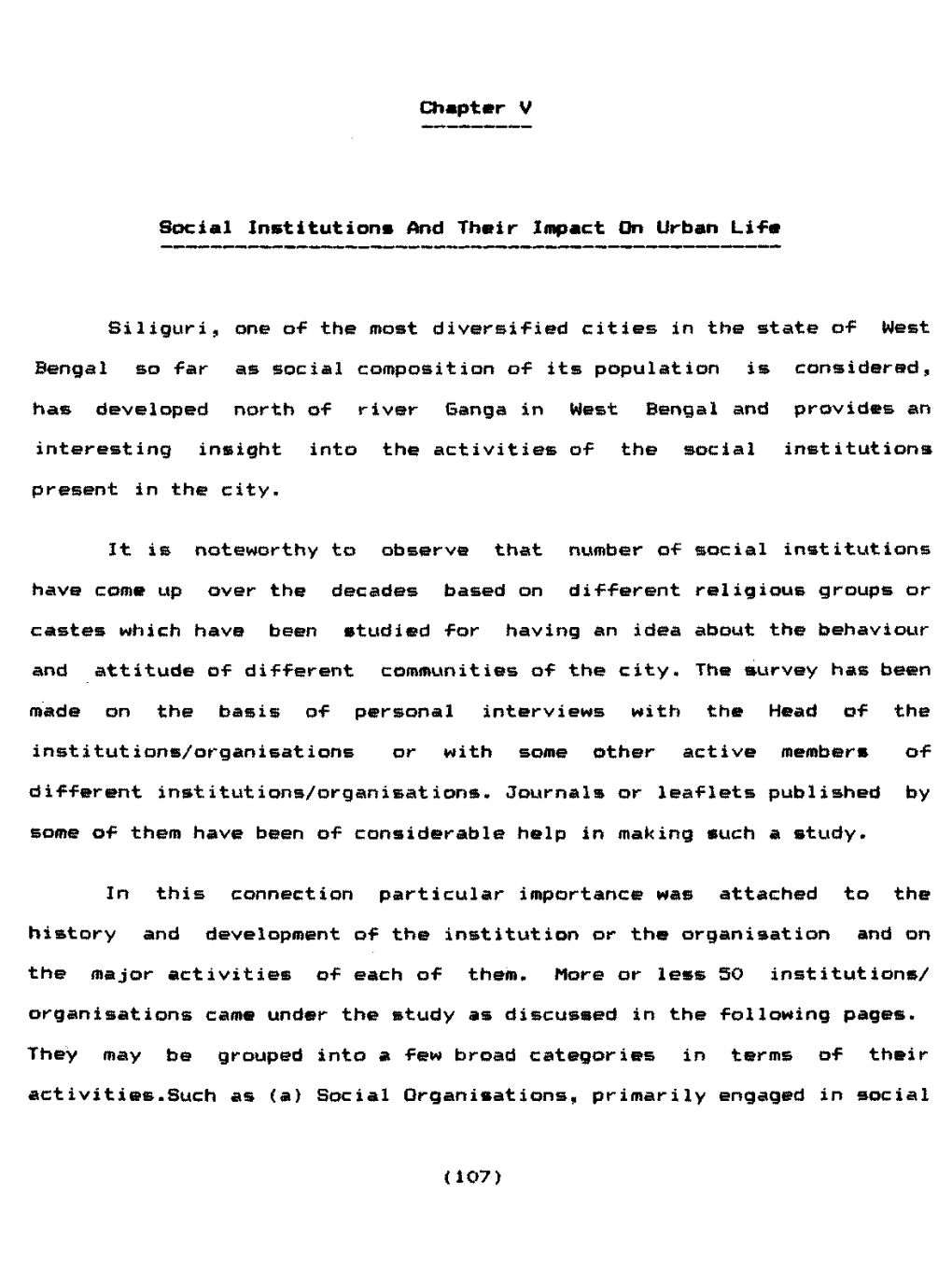 Chapter V Social Institutions and Their Impact on Urban Li-Fe Siliguri