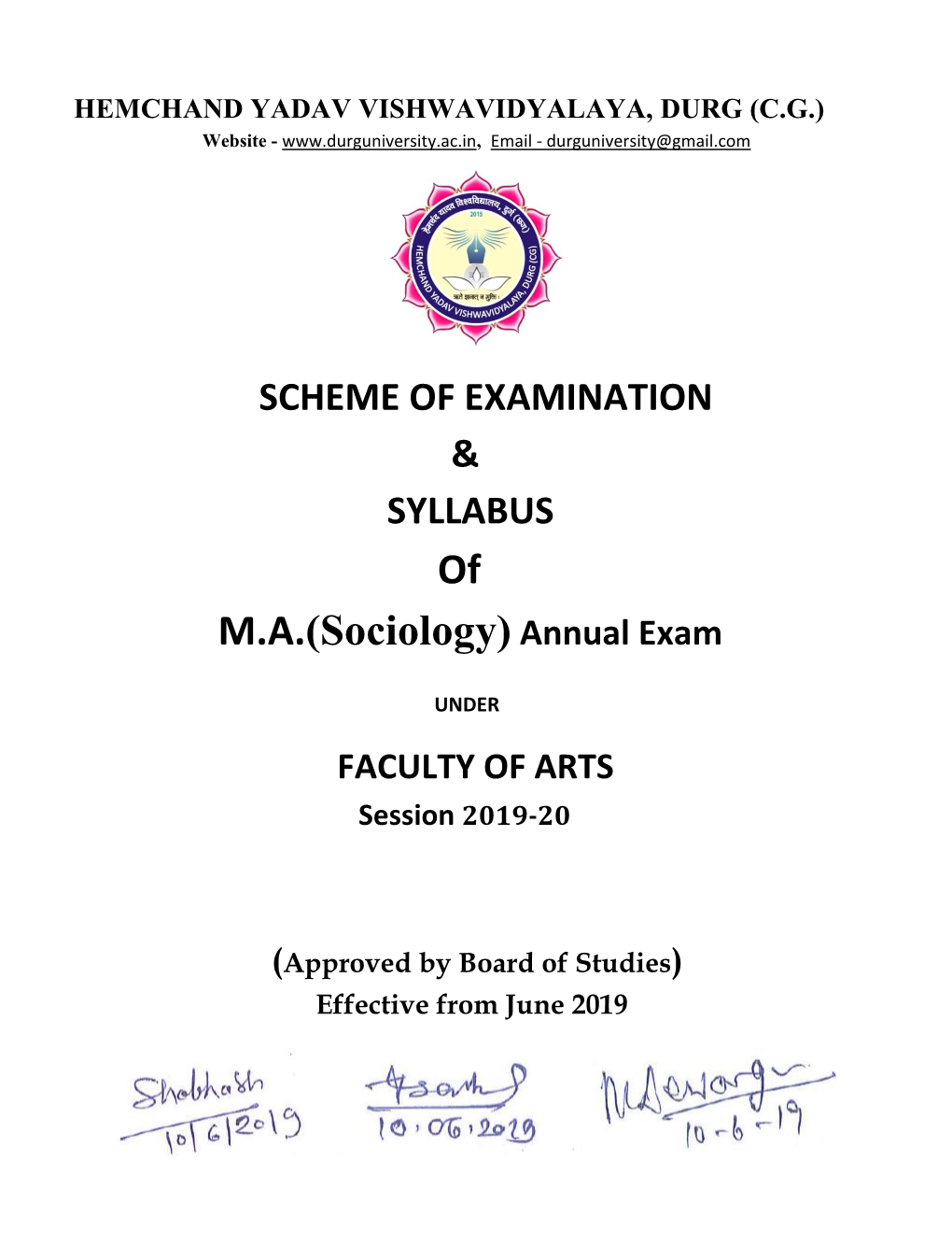 Of M.A.(Sociology) Annual Exam