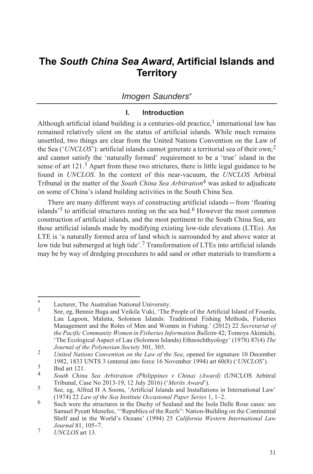 The South China Sea Award, Artificial Islands and Territory