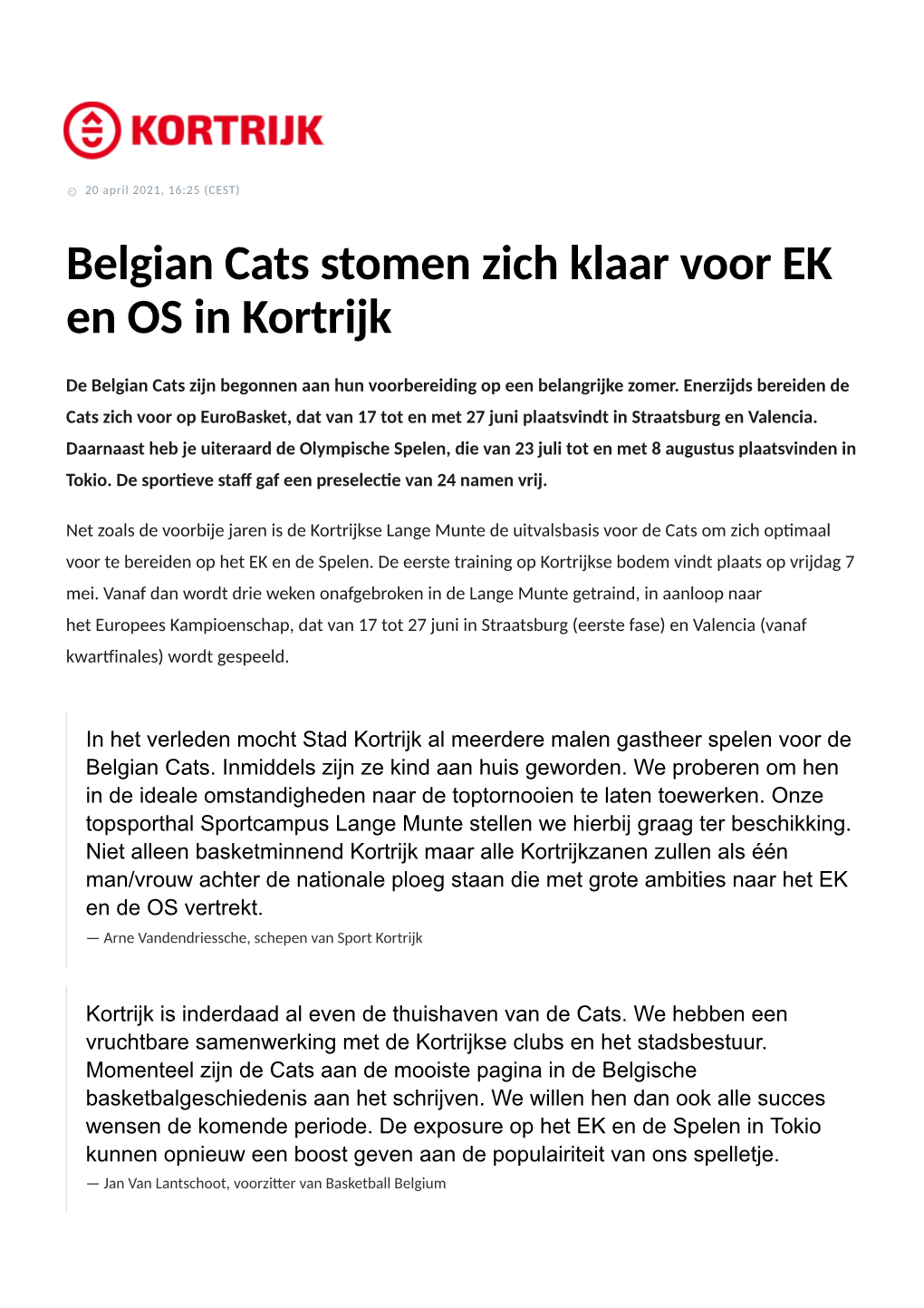 Belgian Cats Stomen Zich Klaar Voor EK En OS in Kortrijk