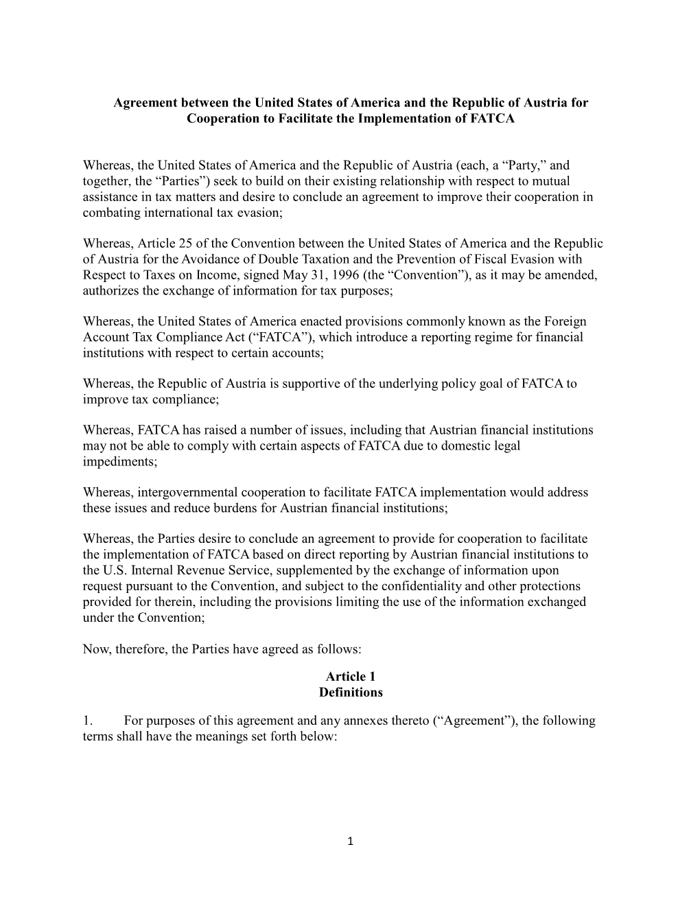 FATCA Agreement Austria 4-29-2014