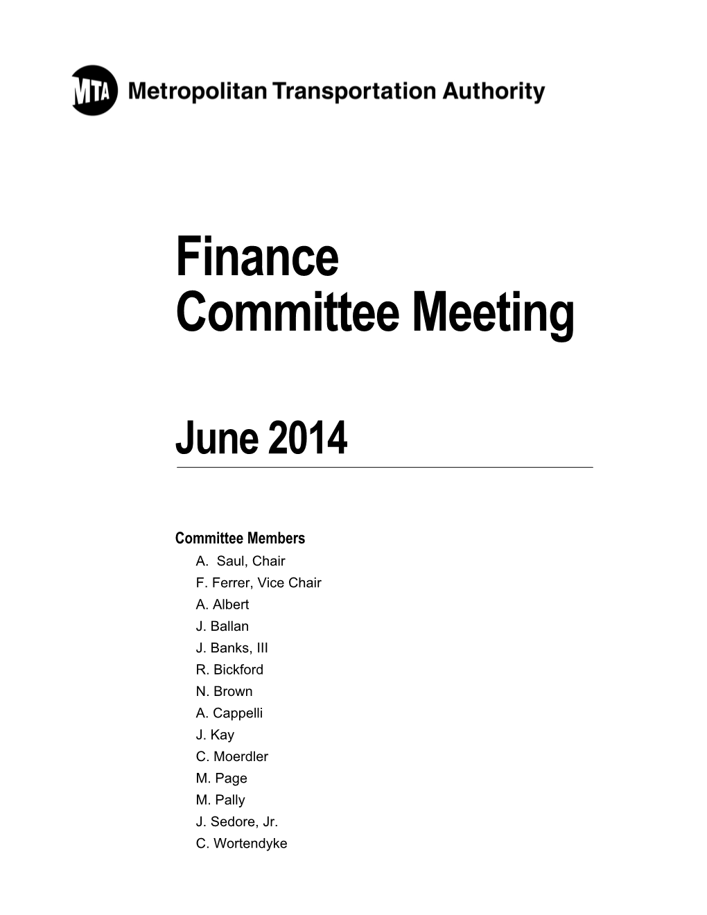 Finance Committee Meeting