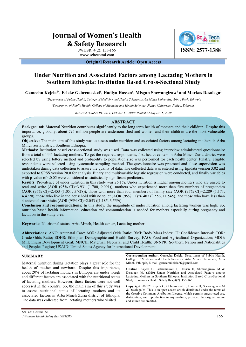 View Administered Questionnaire from a Total of 441 Lactating Mothers