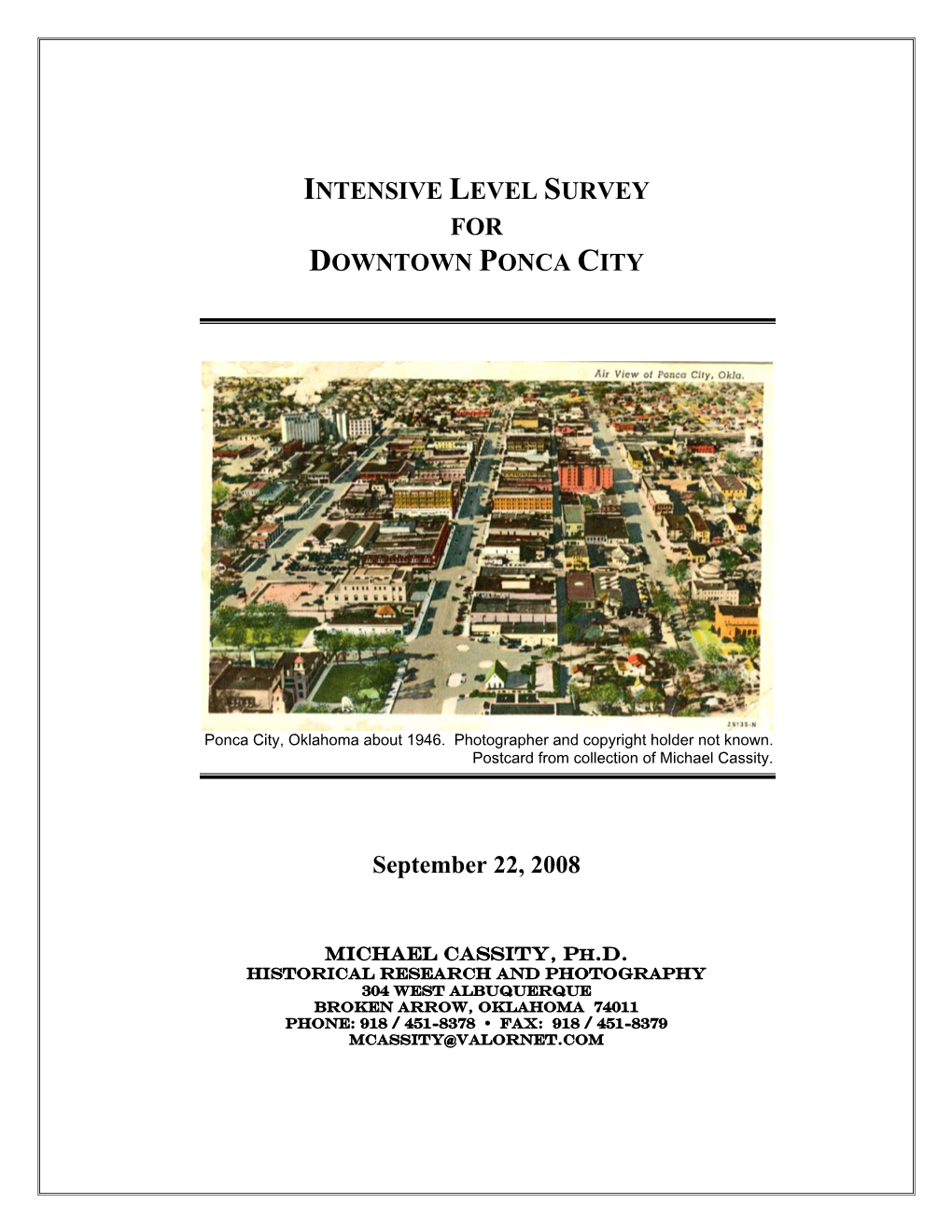 Intensive Level Survey for Downtown Ponca City