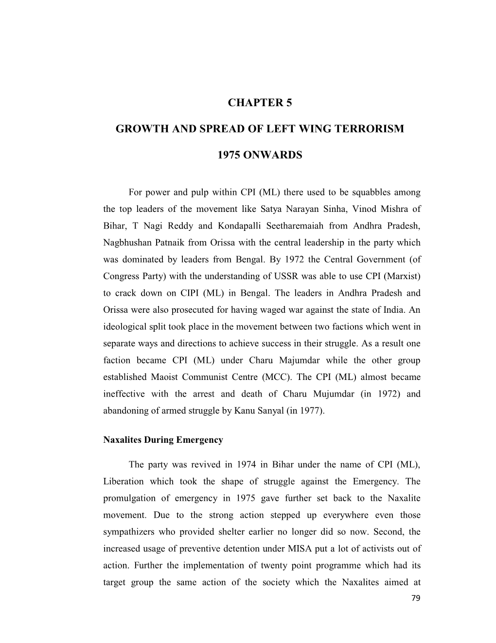 Chapter 5 Growth and Spread of Left Wing Terrorism