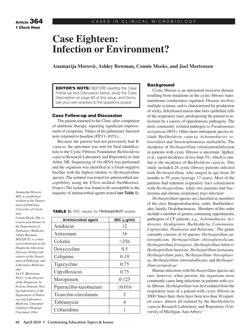 Infection Or Environment?