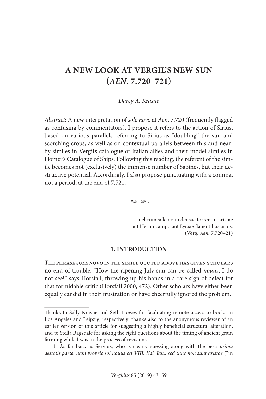 A New Look at Vergil's New Sun (Aen. 7.720–721)