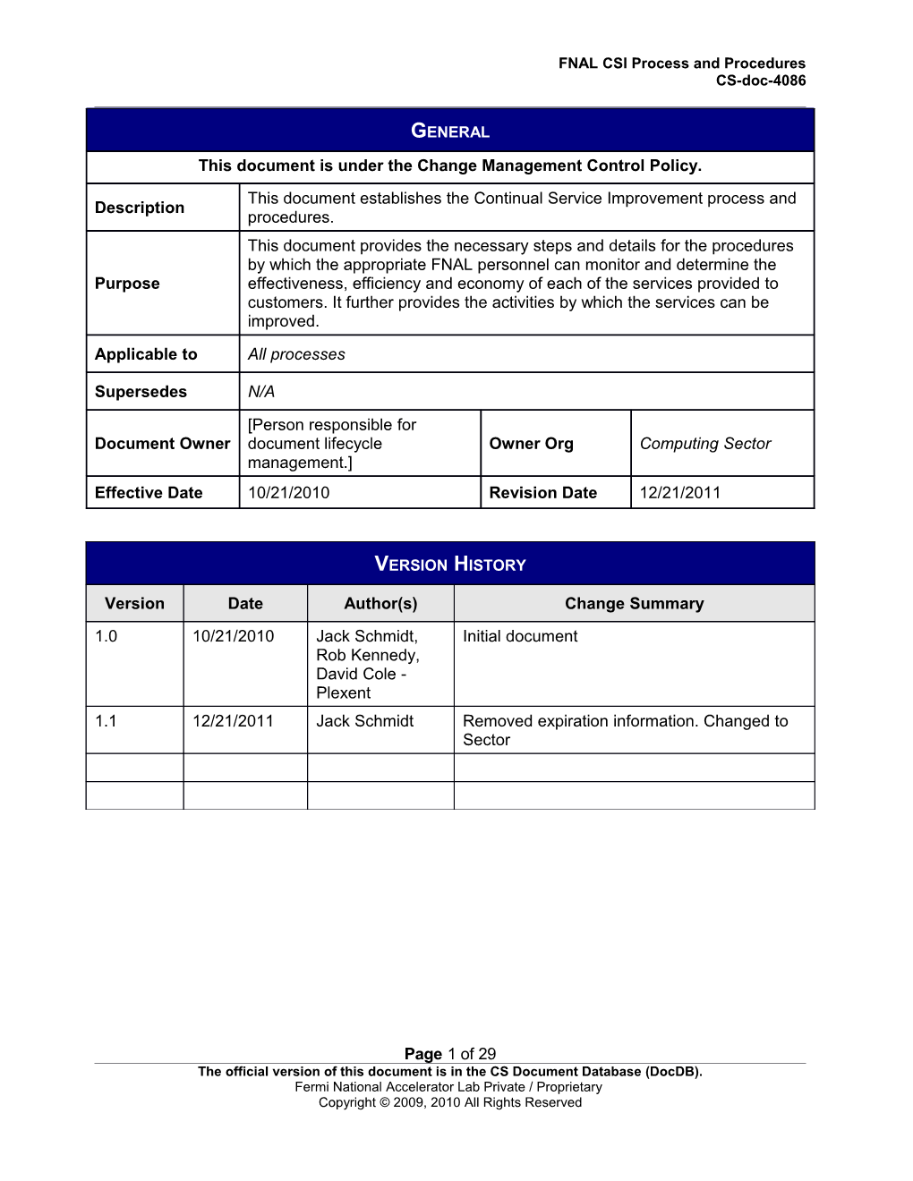 Continual Service Improvement Process and Procedure Flow