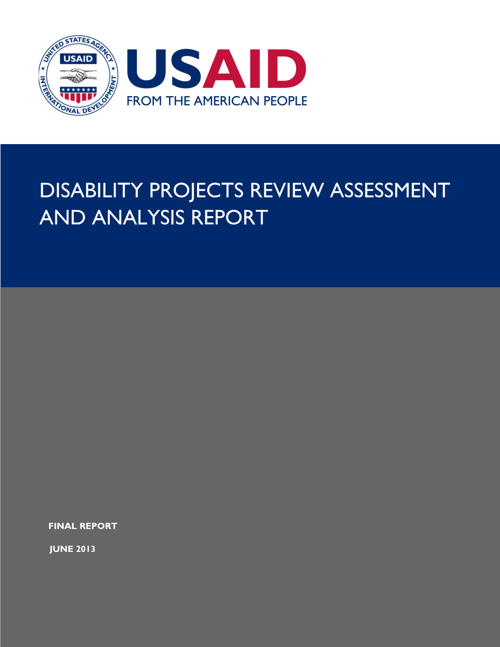 Disability Projects Review Assessment and Analysis Report