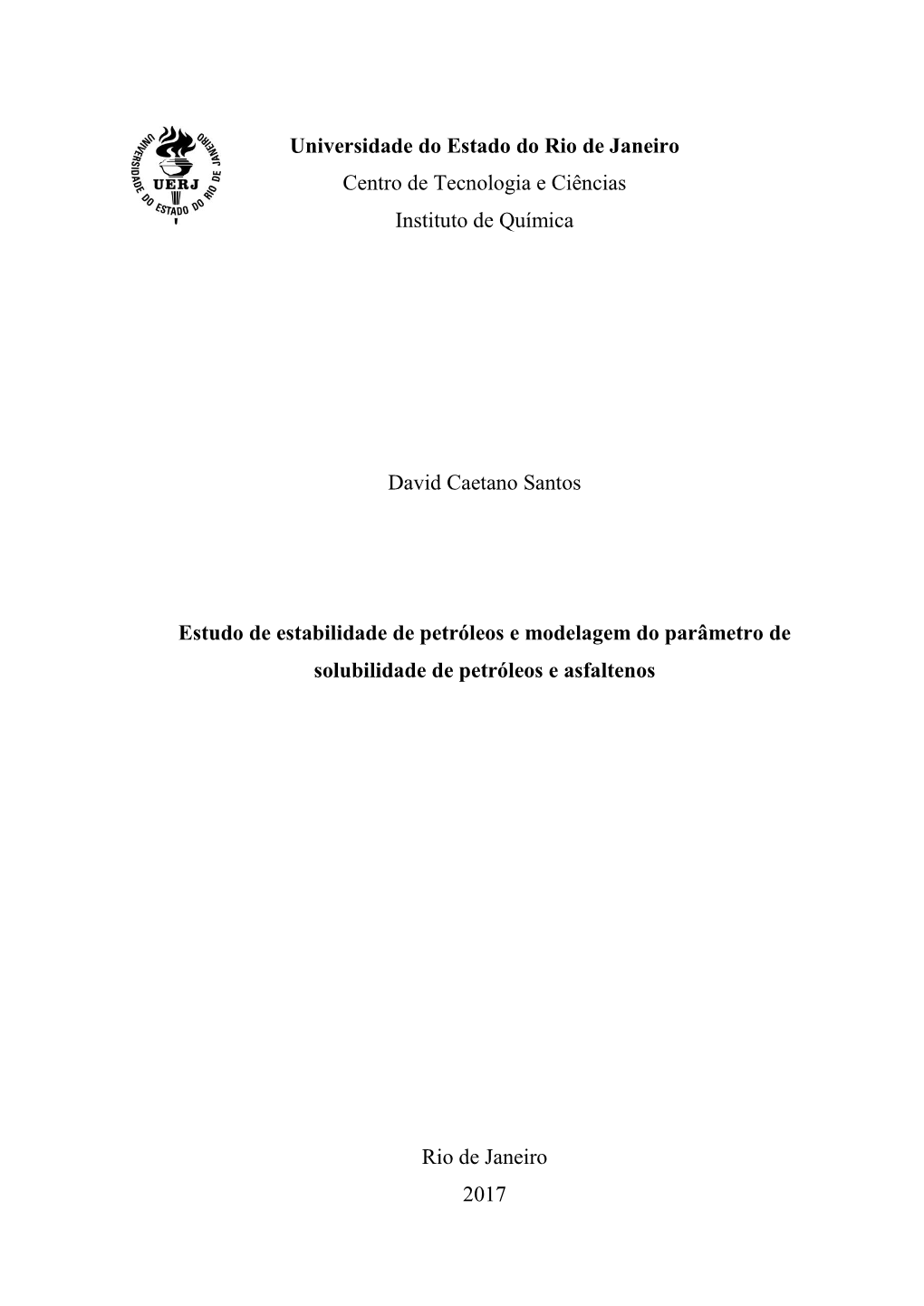 Universidade Do Estado Do Rio De Janeiro Centro De Tecnologia E Ciências Instituto De Química