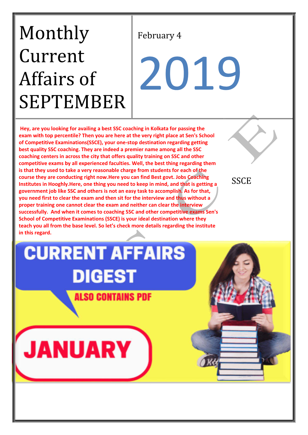 Monthly Current Affairs of SEPTEMBER