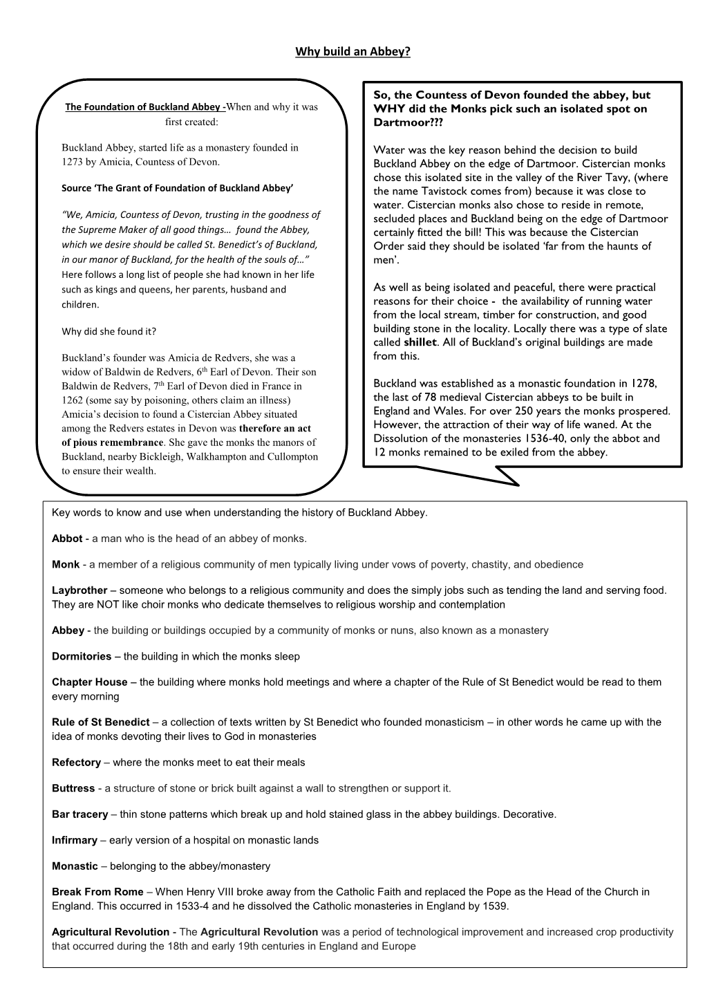 Y10 History 1. Why Build an Abbey