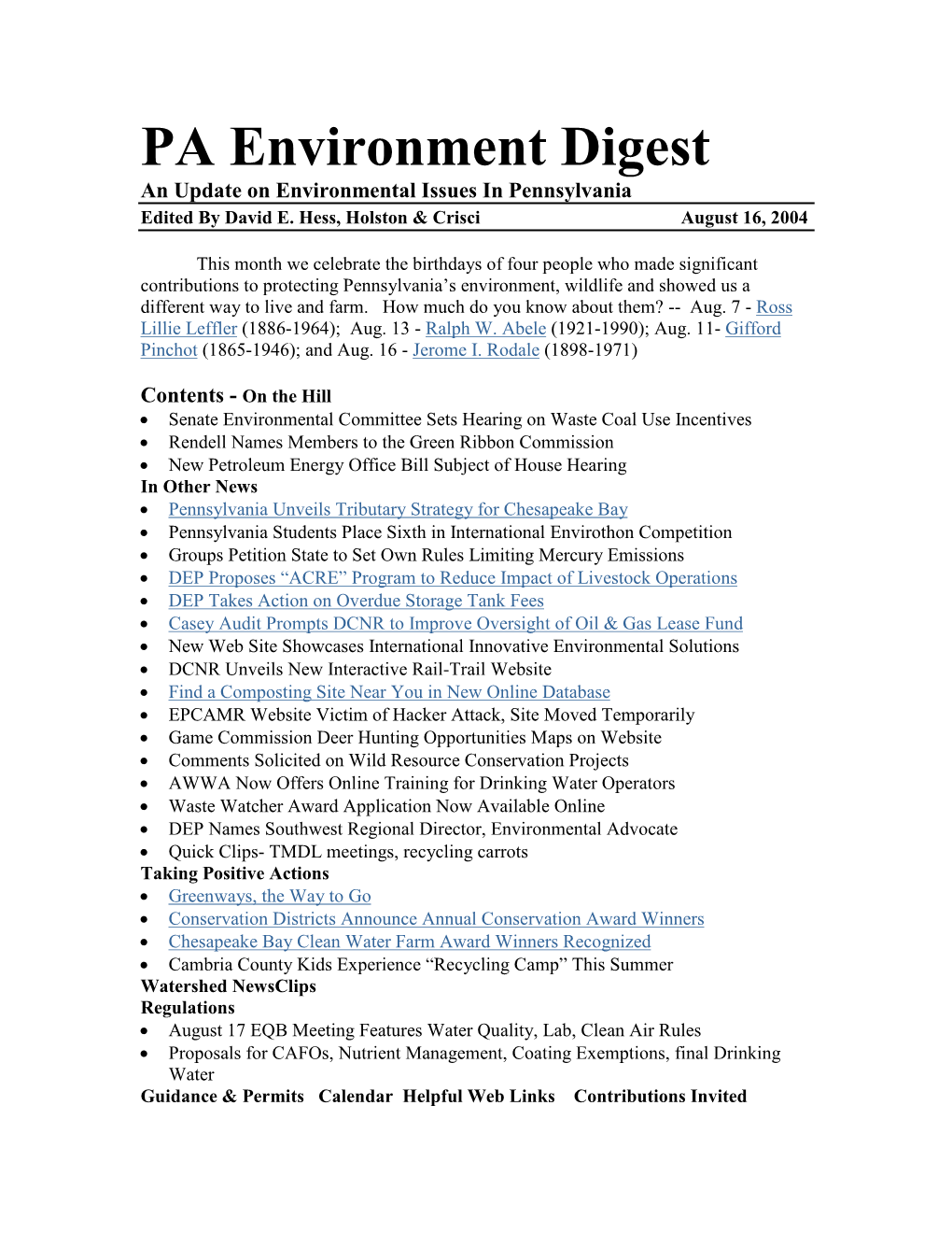 PA Environment Œ June 4, 2004