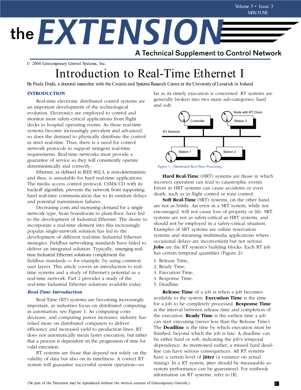 Introduction to Real-Time Ethernet I