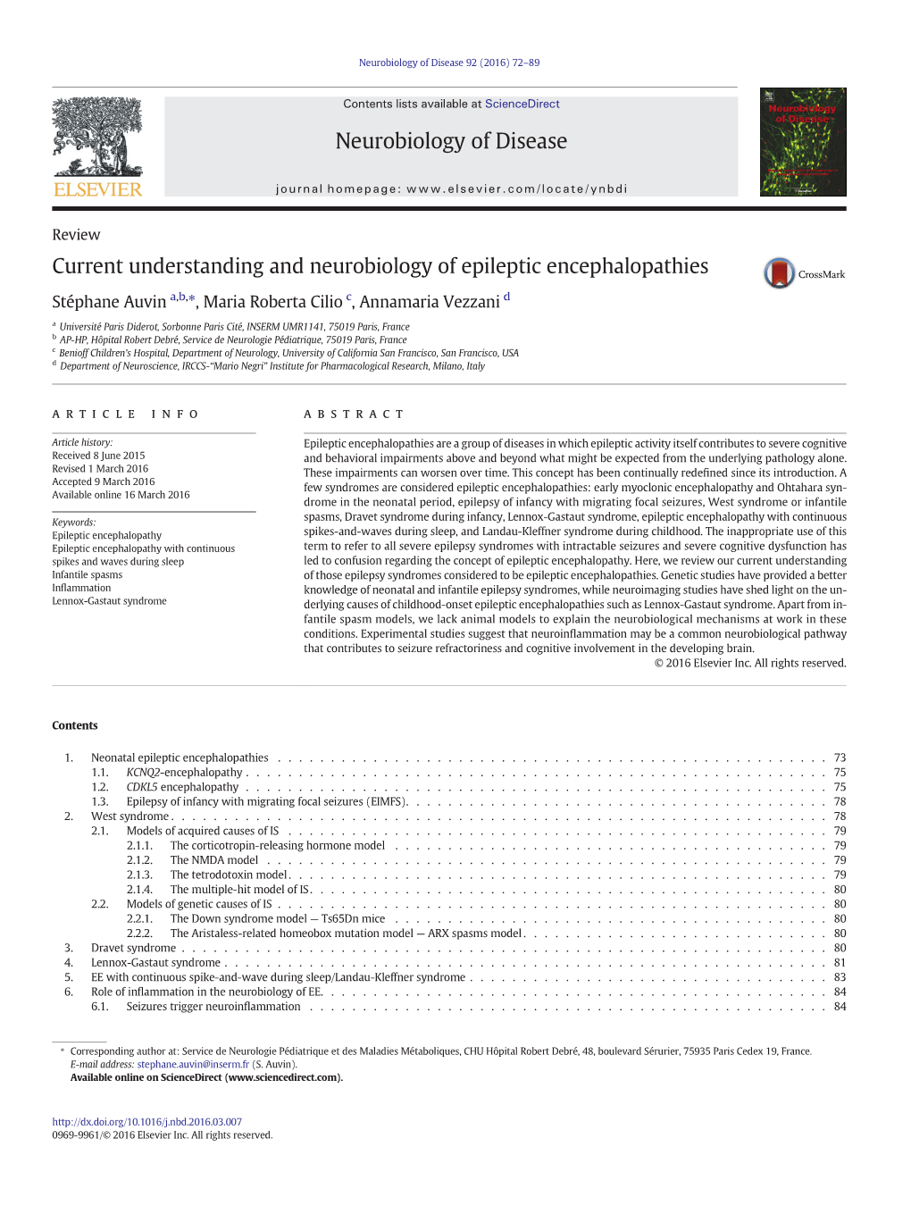 Current Understanding and Neurobiology of Epileptic Encephalopathies