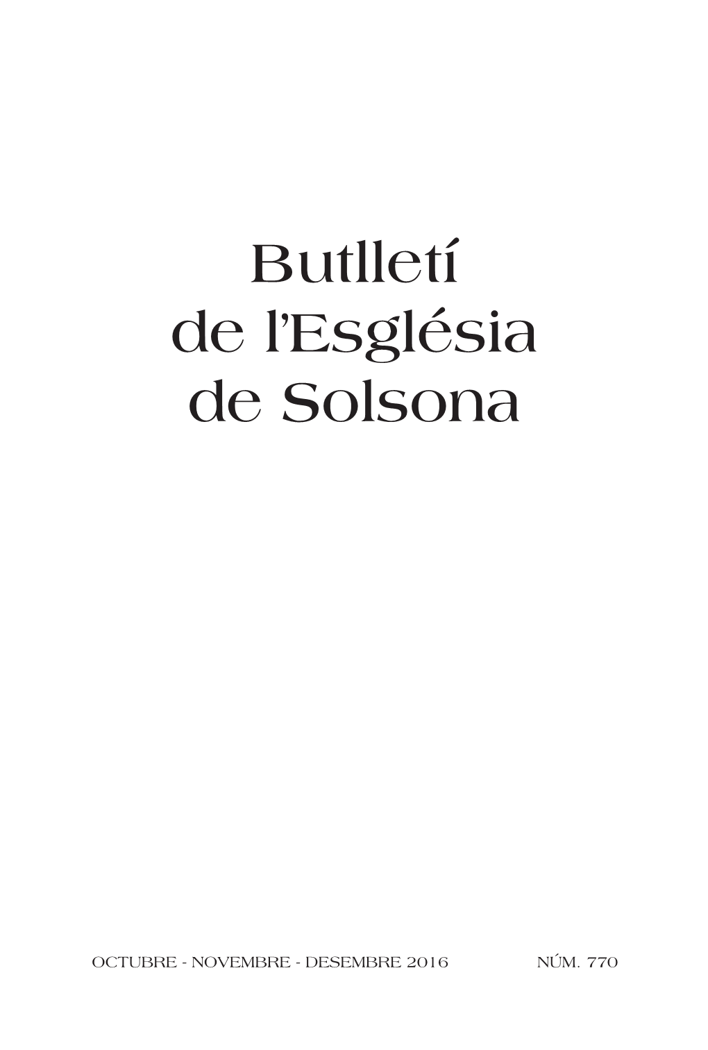 Butlletí De L'església De Solsona