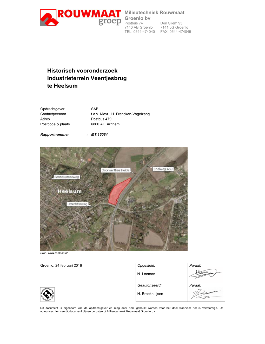 Historisch Vooronderzoek Industrieterrein Veentjesbrug Te Heelsum