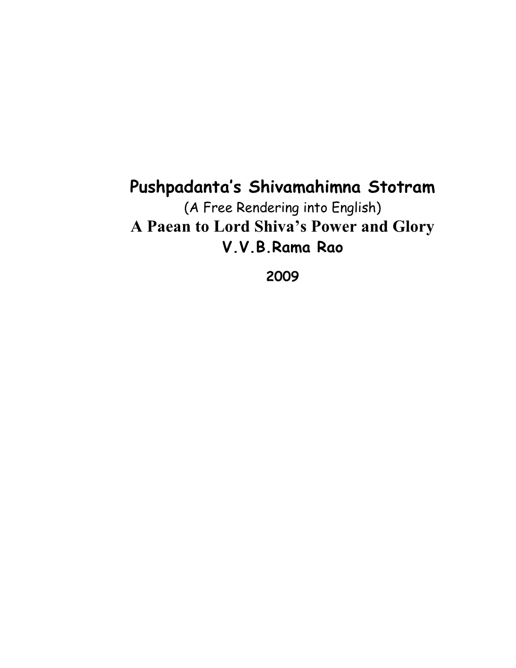 Pushpadanta's Shivamahimna Stotram a Paean to Lord Shiva's