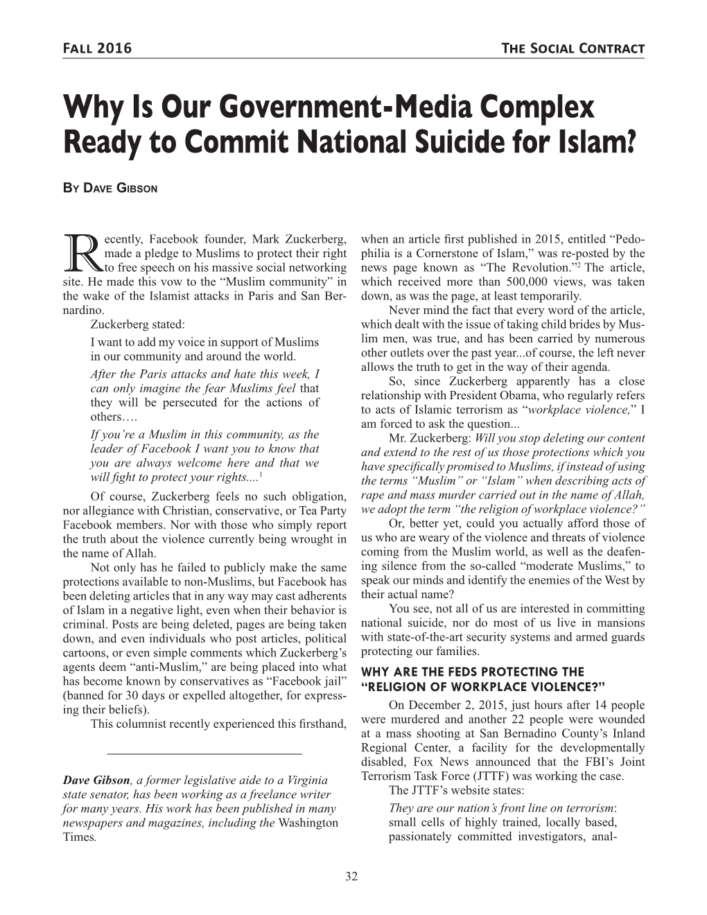 Why Is Our Government-Media Complex Ready to Commit National Suicide for Islam?