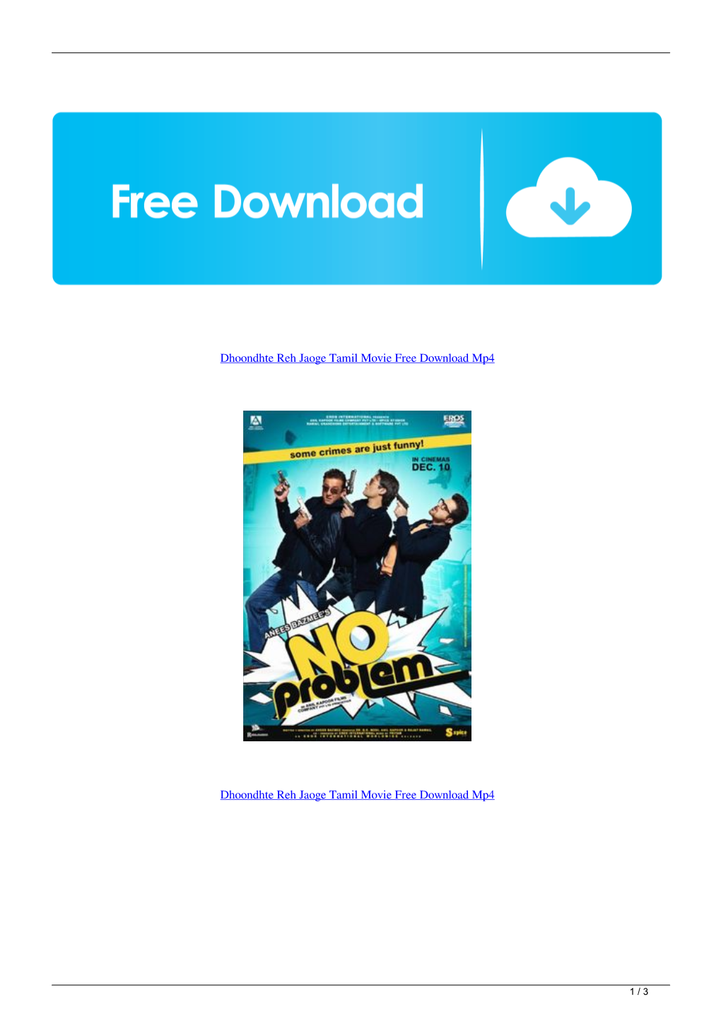 Dhoondhte Reh Jaoge Tamil Movie Free Download Mp4