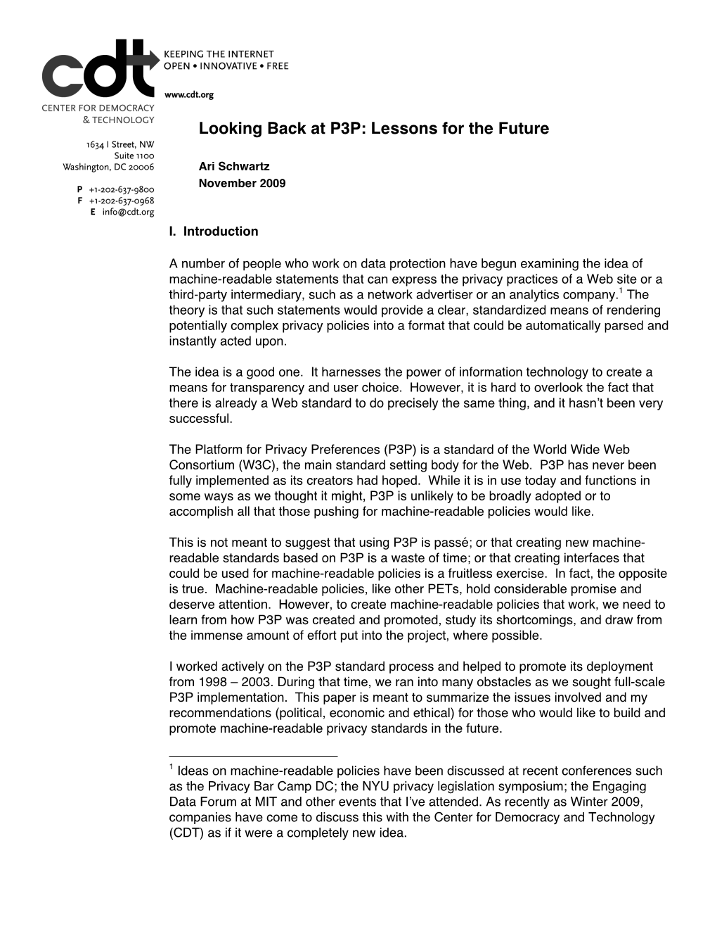 Looking Back at P3P: Lessons for the Future