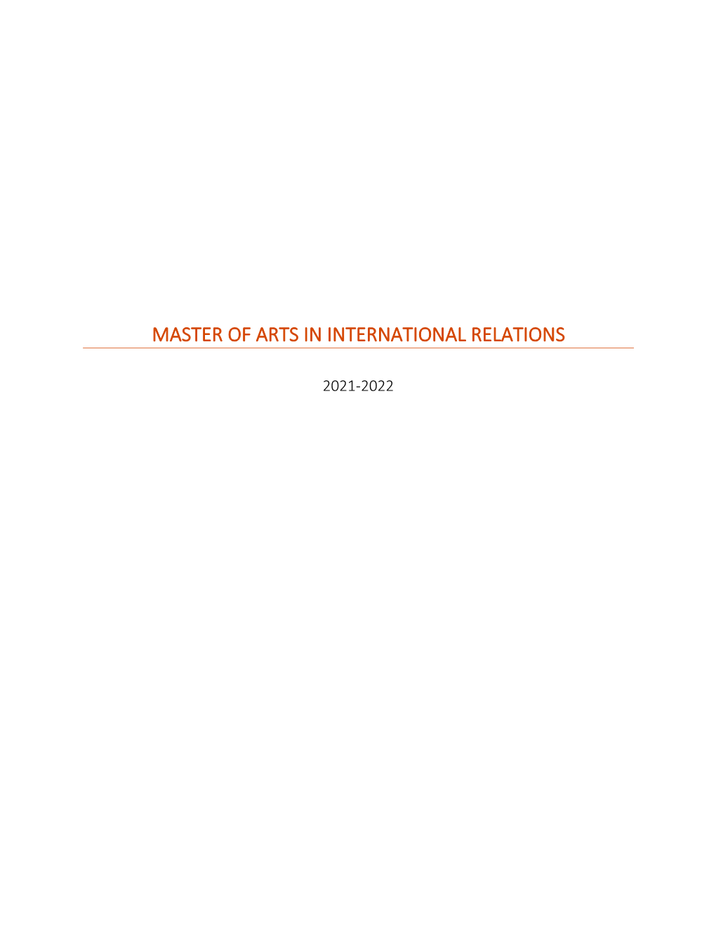 2021-2022 Master of Arts in International Relations Handbook