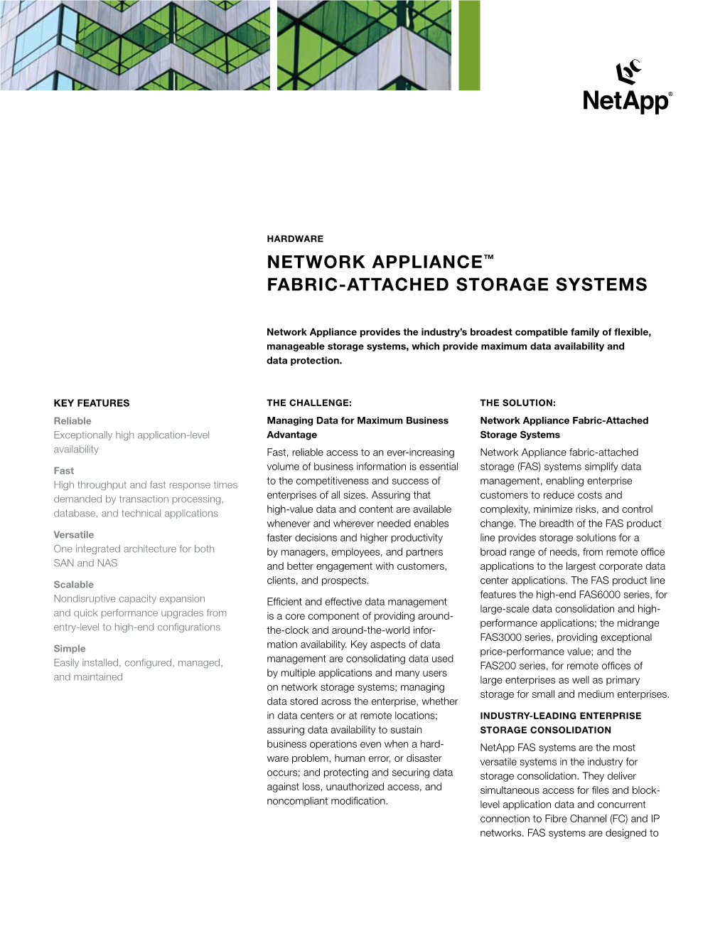 Network Appliance Fabric-Attached Storage Systems