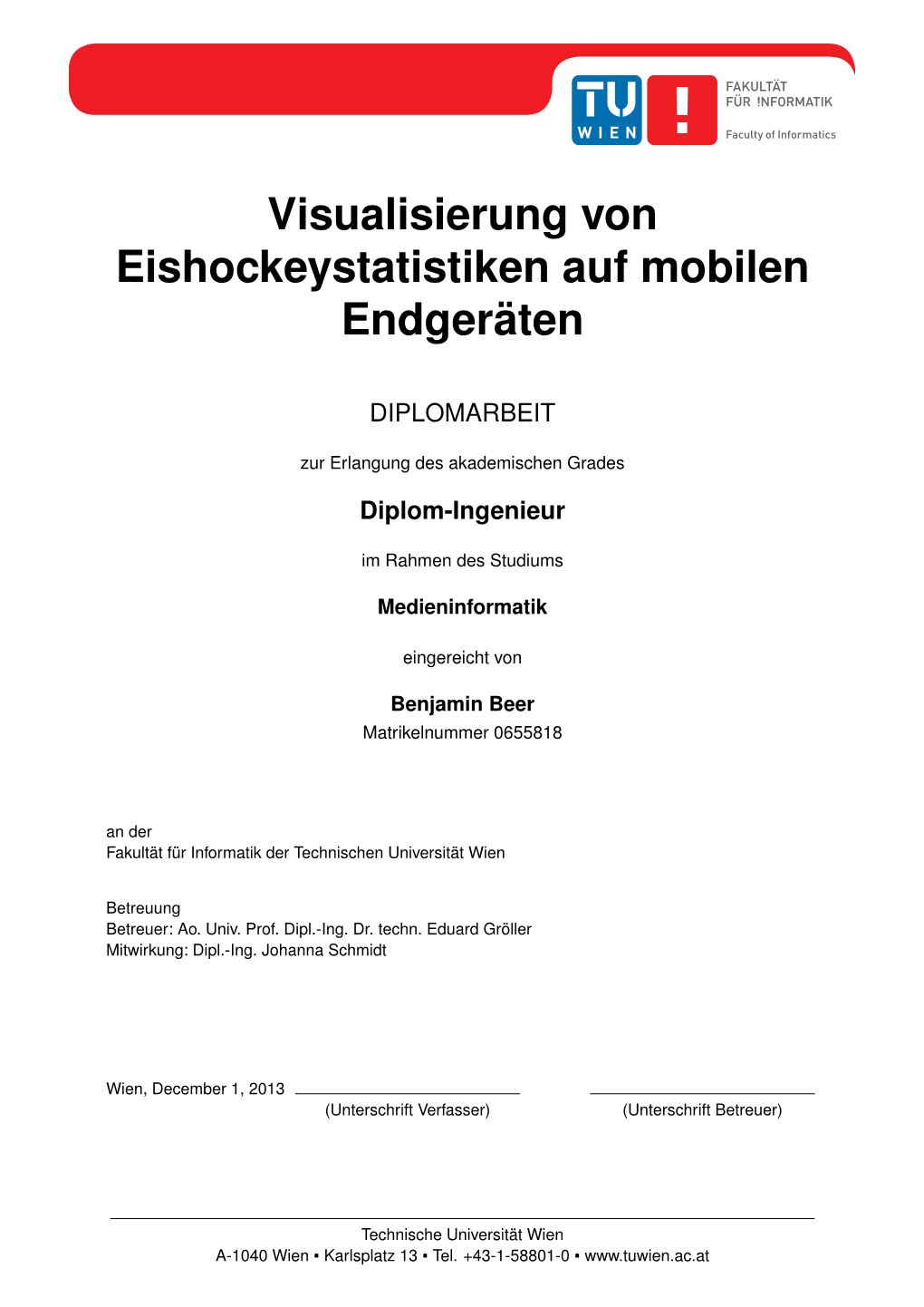 Visualisierung Von Eishockeystatistiken Auf Mobilen Endgeräten