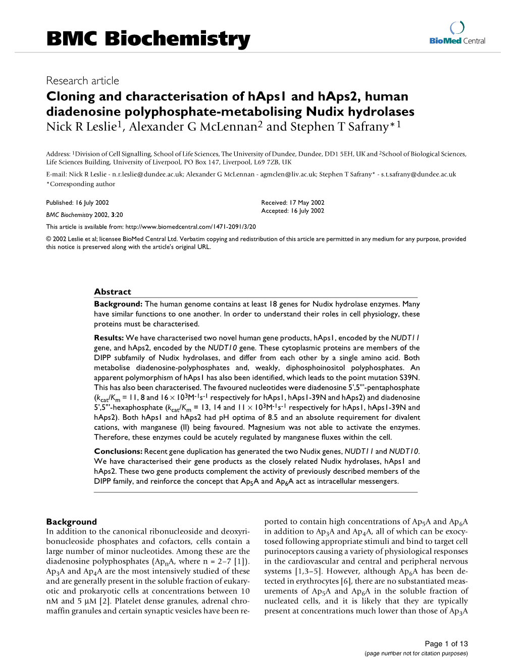 BMC Biochemistry Biomed Central