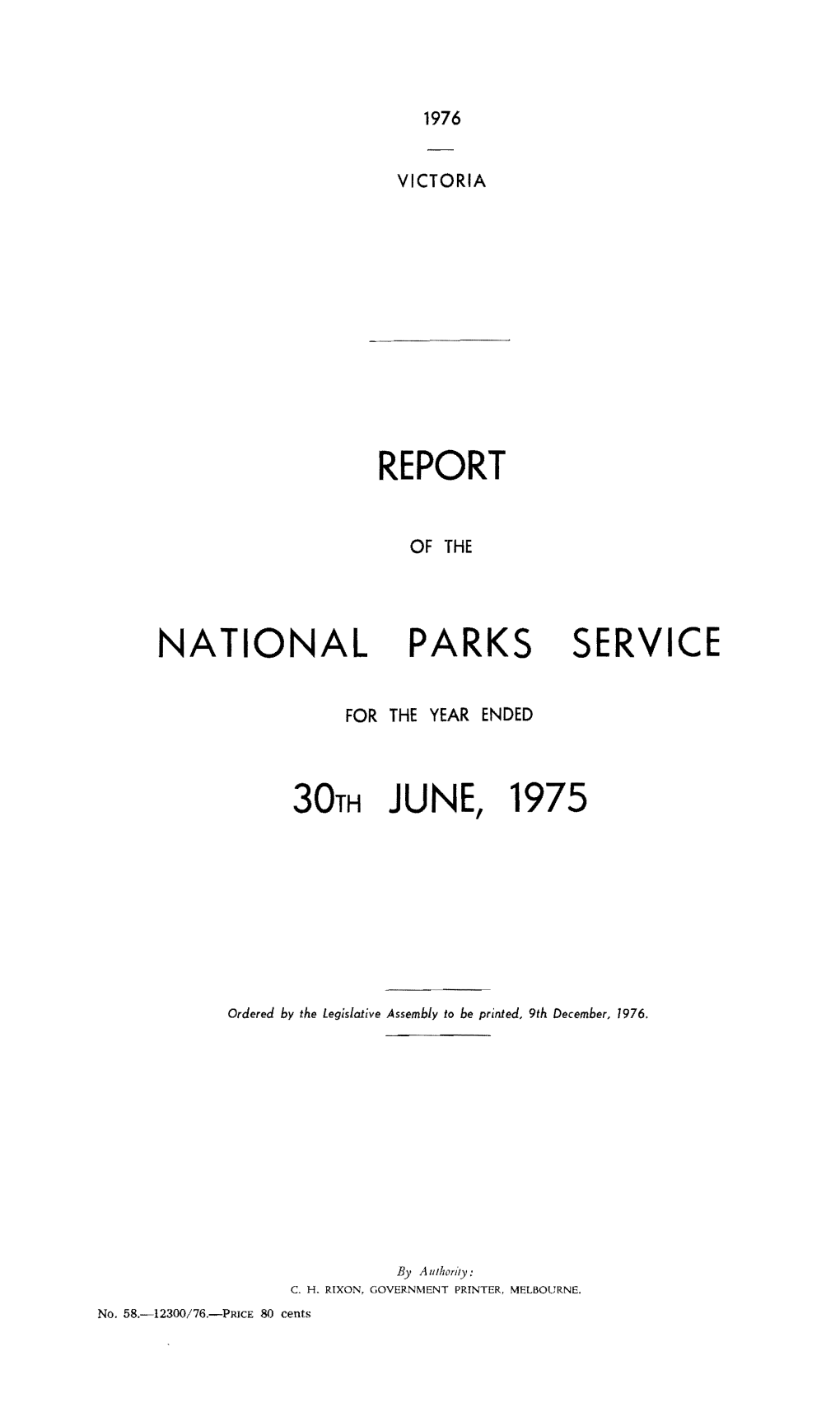 Report National Parks Service 30Th June, 1975